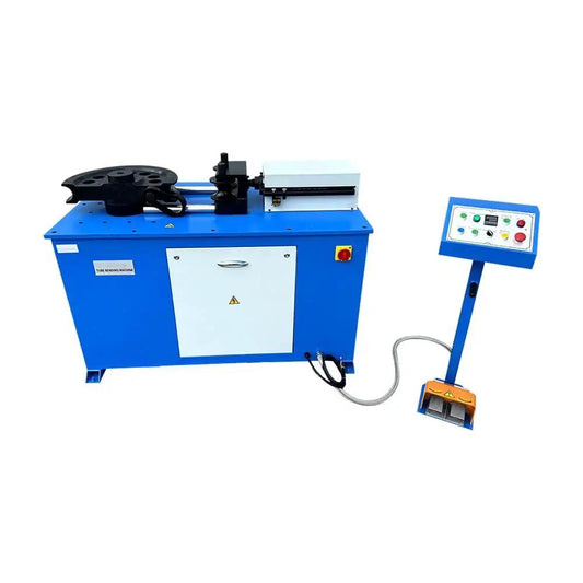 7HP Programmable Electric Hydraulic Tube And Pipe Bender With 3 Inch And 2-3/8 Inch Dies Included PLC Controlled Machine in blue
