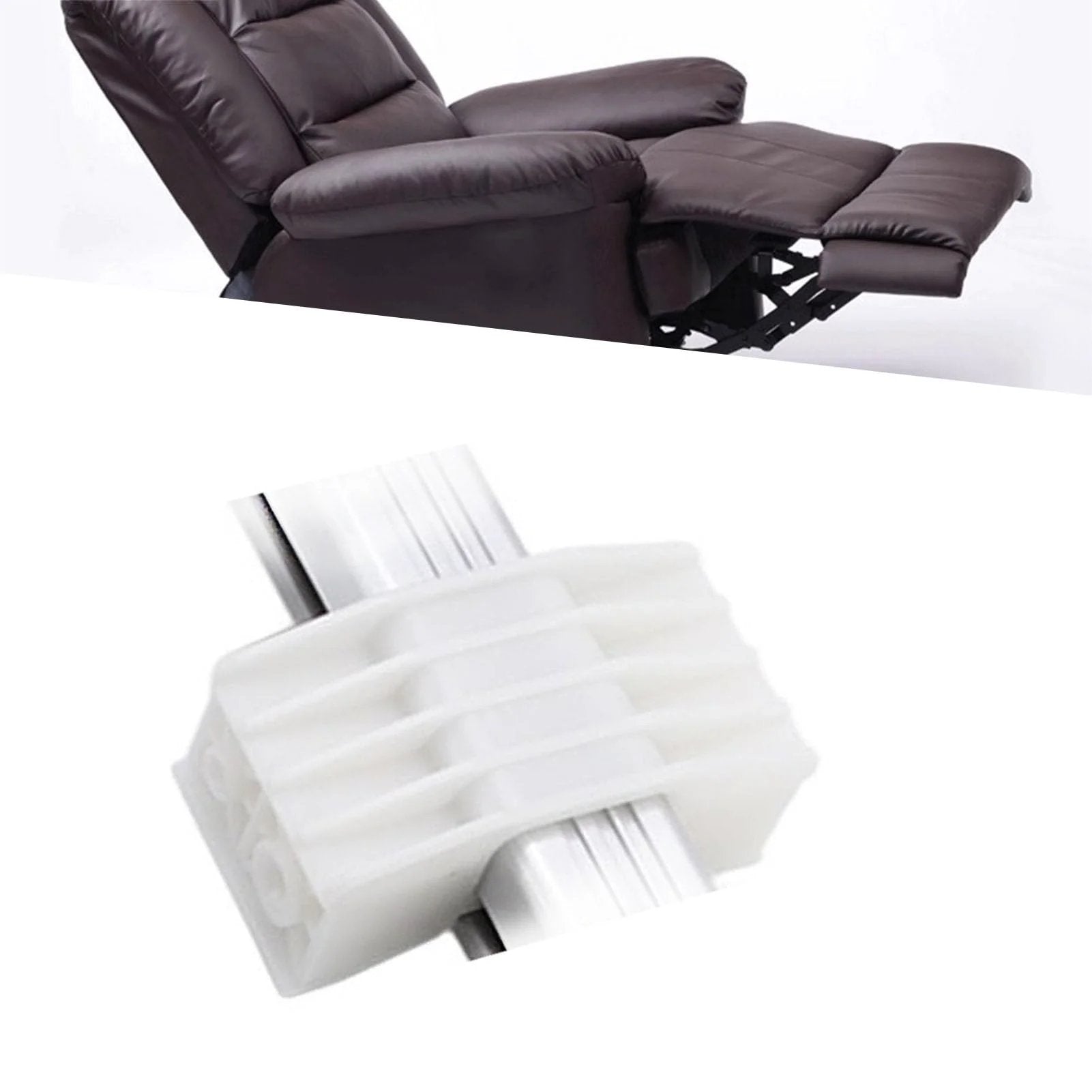 Electric Linear Actuator Slide Block For Power Recliners And Lift Chairs, Durable Push Rod Slider with metal and plastic composite construction, shown close-up.