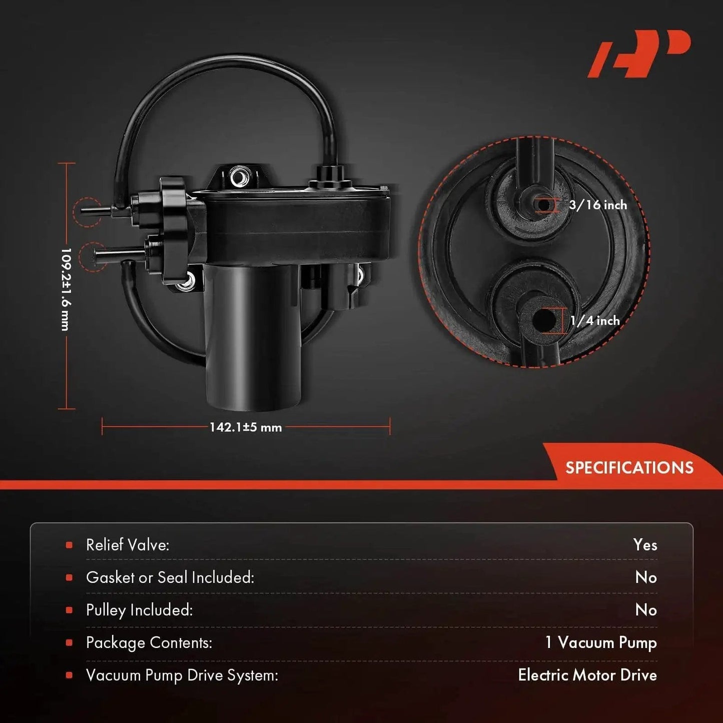 Premium Electric Motor Drive Vacuum Pump Replacement for Chevrolet Express and GMC Savana with specifications
