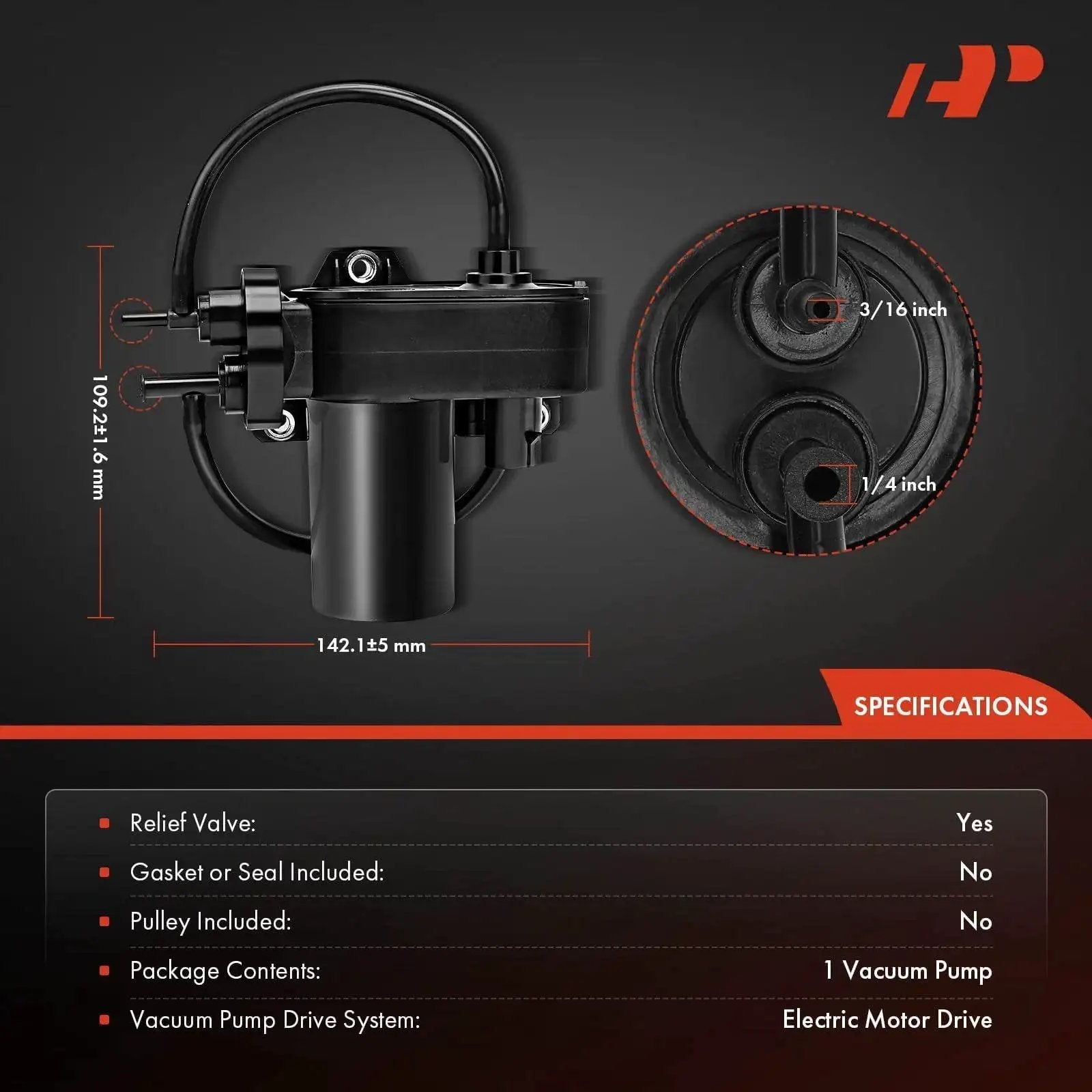 Premium Electric Motor Drive Vacuum Pump Replacement for Chevrolet Express and GMC Savana with specifications