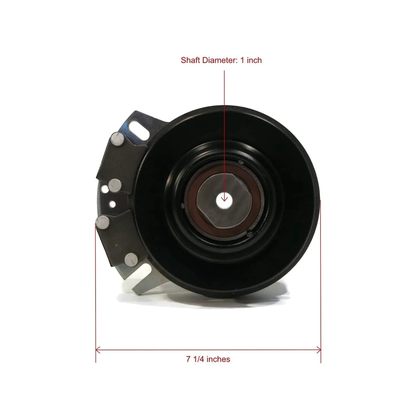 Front view of Electric PTO Clutch for 2006 Country Clipper Jazee SR100, SR105, SR200, SR300 with 1-inch shaft diameter and 7.25-inch width.