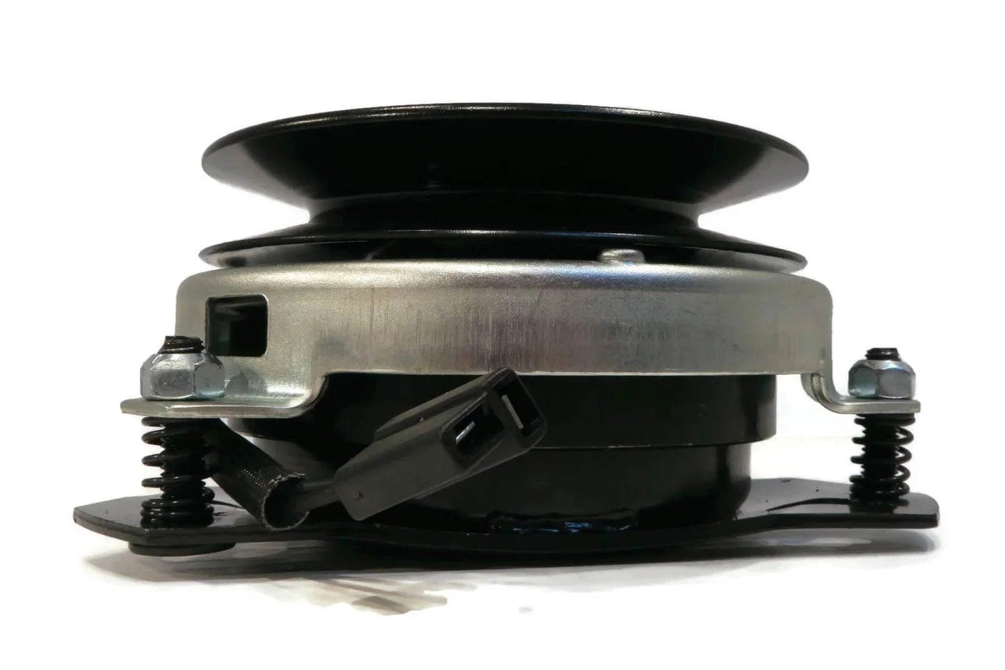 Side view of Electric PTO Clutch for Warner 5210-41, 521041, Luper 3S15004, King Cat 232201 with pulley and wire harness.