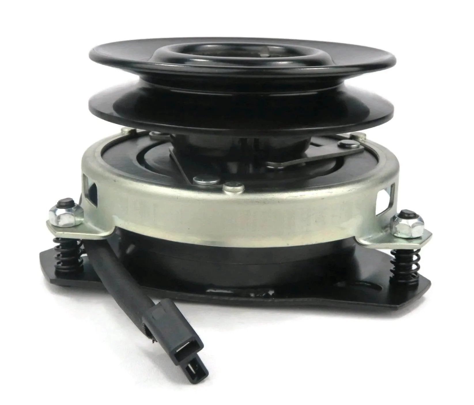 Electric Clutch Replacement for Craftsman174509, 140923 with wiring harness and billet pulley, side view
