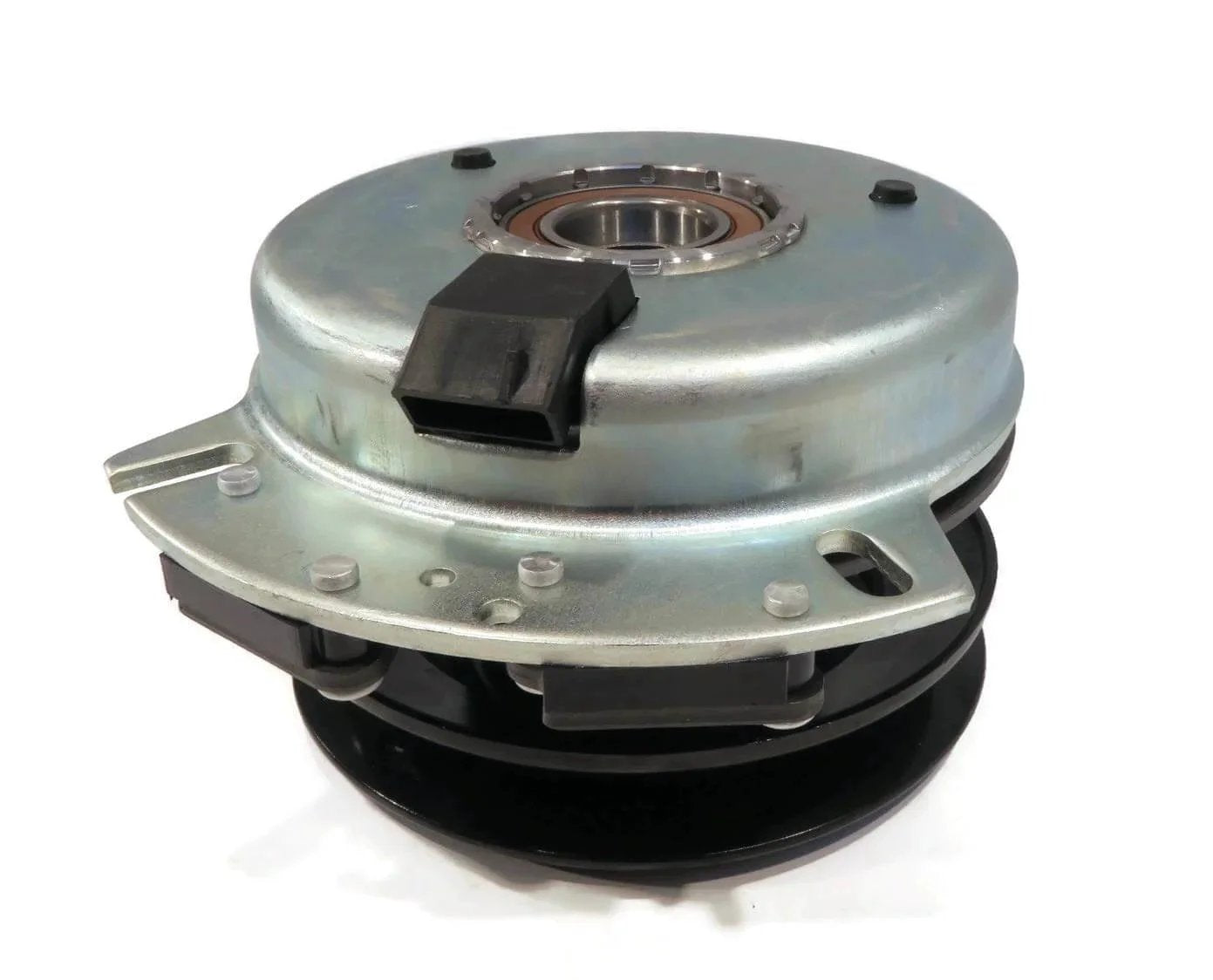 Front view of Electric PTO Clutch & Wire Harness for Cub Cadet RZT-L54KH, RZT-L54KW, RZT-S54 with bearing and pulley visible