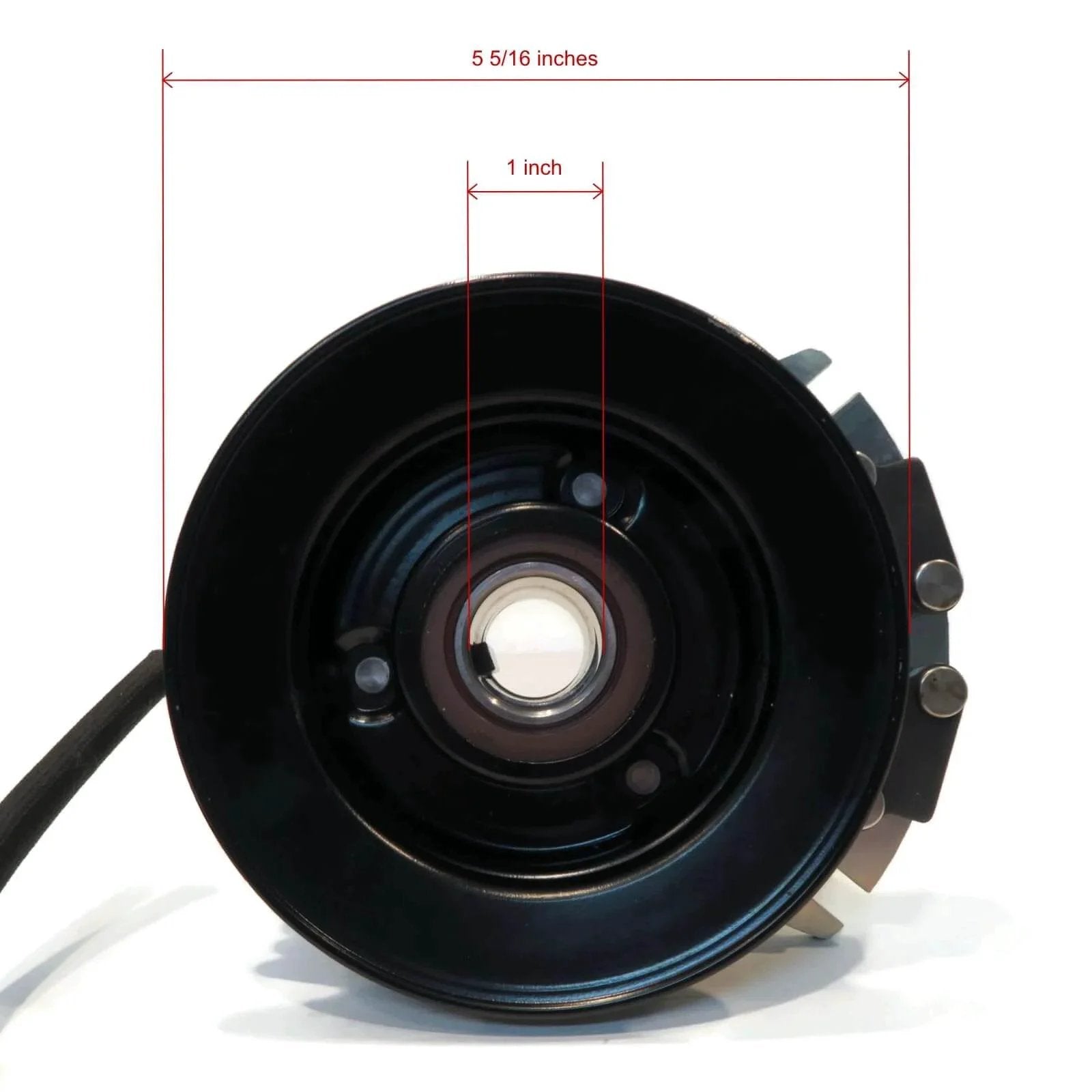 Front view of Electric Clutch OEM Replacement for Warner 5217-30/521730 PTO Blade Engagement, showing pulley and measurements.