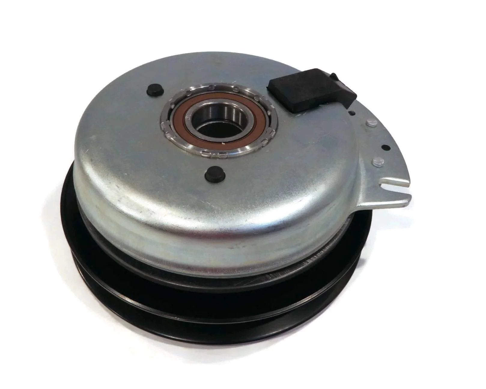 Electric PTO Clutch fits Kutbota K3811-10130, K381110130, K3811-10132, K381110132, metal construction, side view, pulley visible