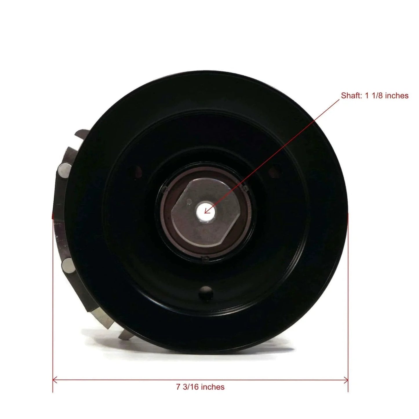 Front view of Electric PTO Clutch fits Kutbota K3811-10130, K381110130, K3811-10132, K381110132, showing pulley and shaft dimensions.