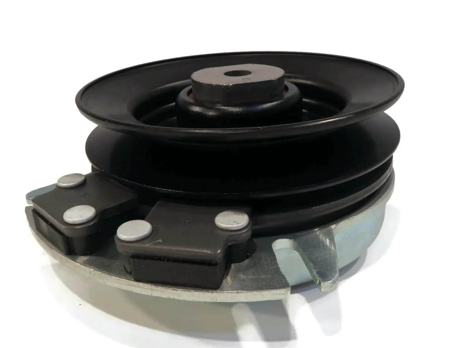 Side view of Electric PTO Clutch for Sears, Craftsman 03643100, 145028, 160889, 1686882 Mower with pulley and rivets visible.
