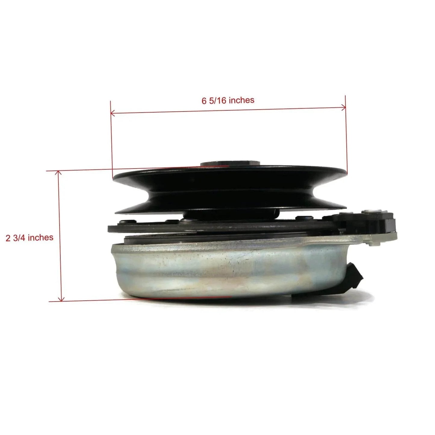 Side view of Electric PTO Clutch for Exmark 103-0662, 27-30HP Kohler Lazer Z (370000 & Up), showing pulley and dimensions.