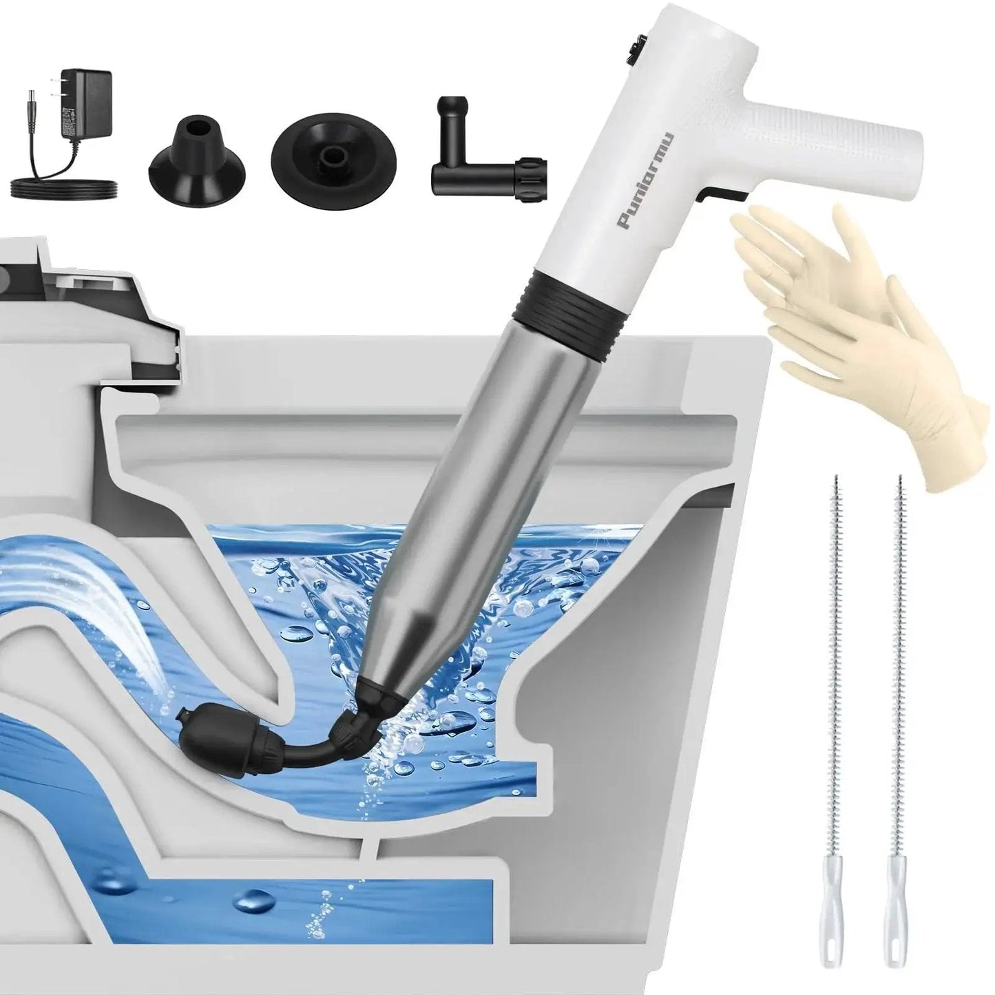 Electric Toilet Plunger That Clears Clogs Fast With 6 Bar Pressure And Built In Air Pump No Pumping No Waiting Tackle Toilets Sinks