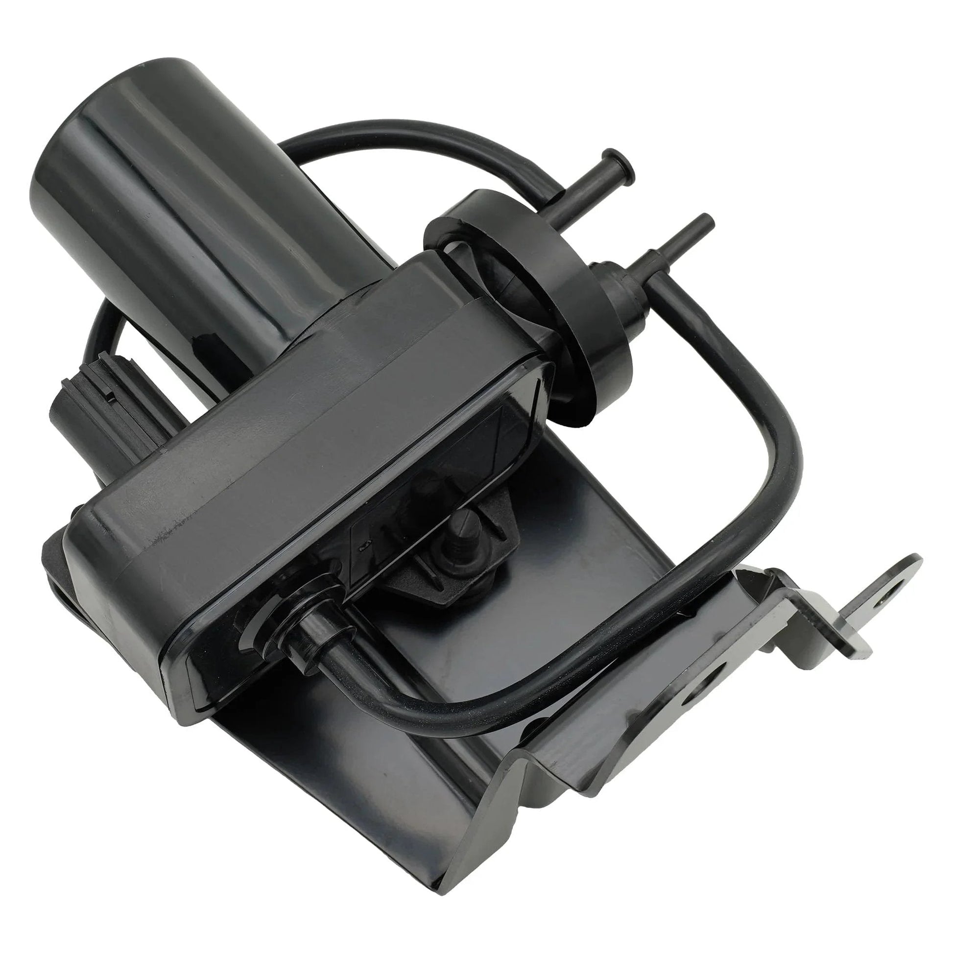 Black electric vacuum pump with bracket for Ford F Series Super Duty and Dodge Ram 1999-2010, replacement OEM parts.