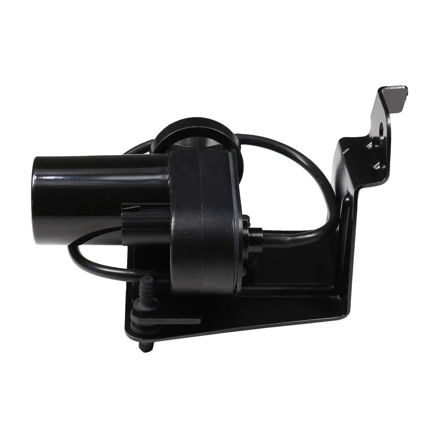 Side view of Electric Vacuum Pump Replacement 904-214 for Dodge Ram and Ford trucks with mounting bracket and vacuum sensor.