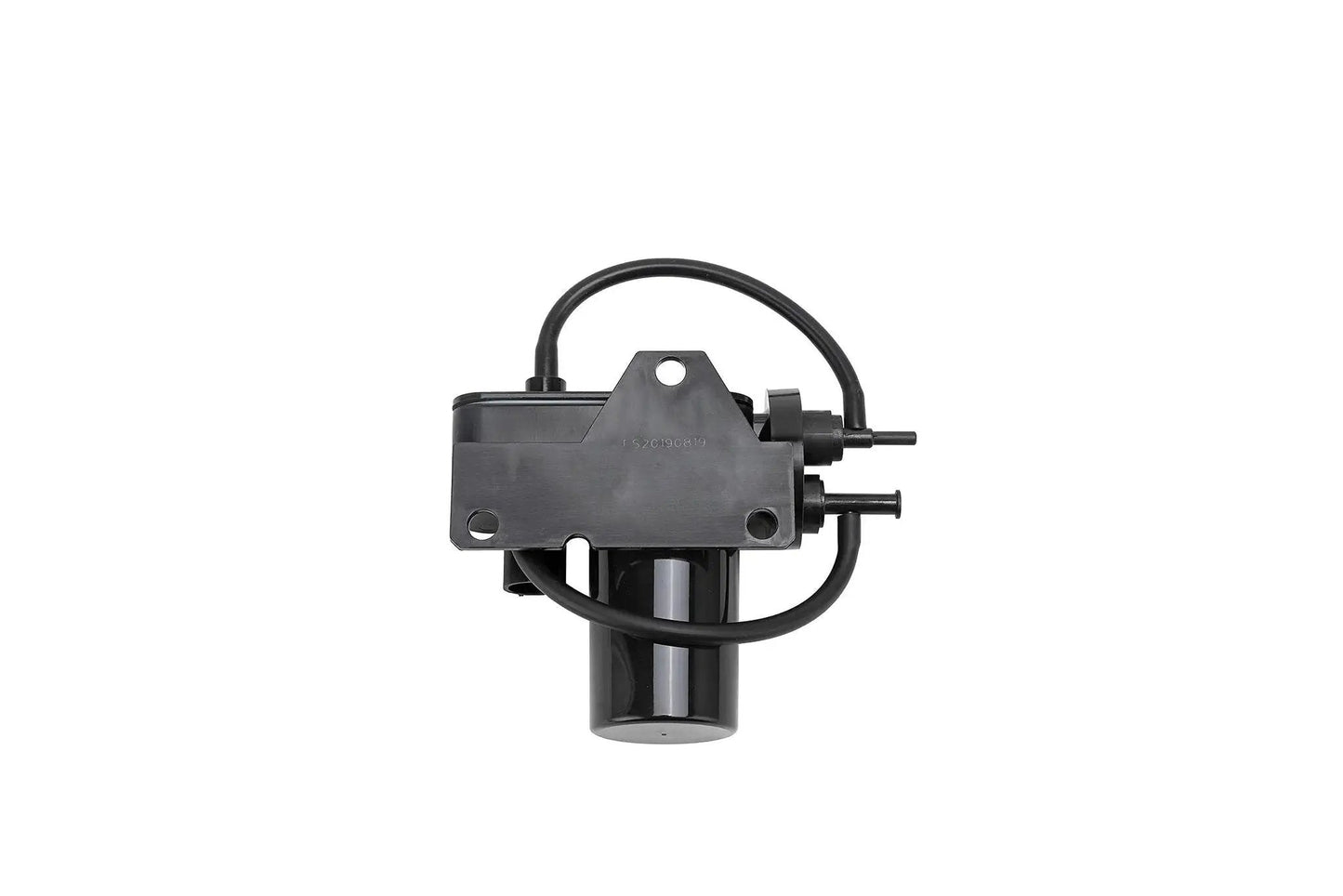 Front view of electric vacuum pump for diesel trucks that need beefed up vacuum for brakes, air conditioning, and 4WD