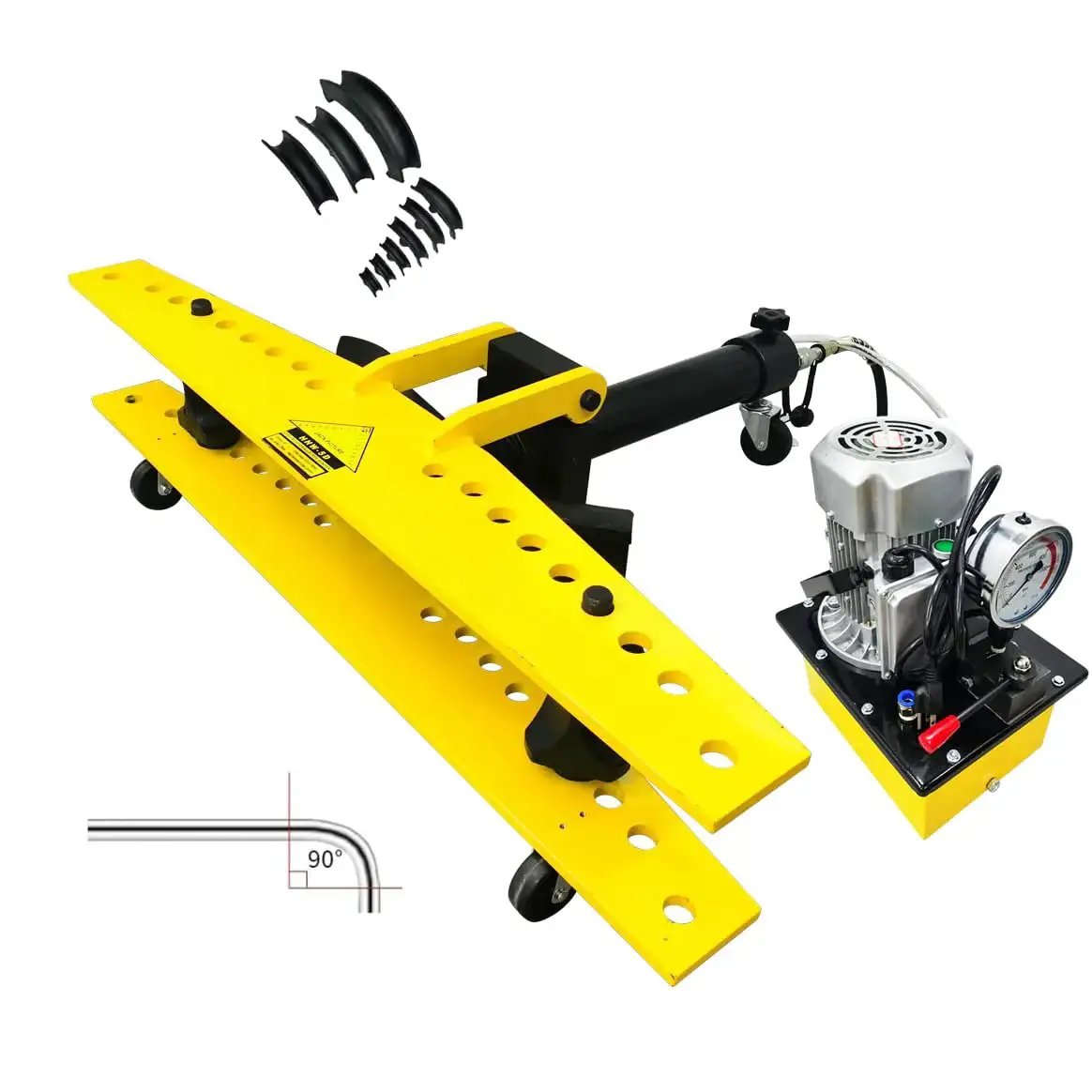 Electro Hydraulic Pipe Bender Machine For Round Tubes Up To 4.49 Inch Outer Diameter With 0.236 Inch Wall Thickness 110V shown with 10 die sets