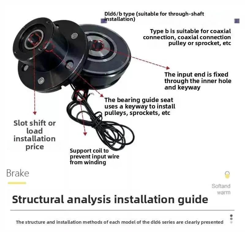 Diagram of Single Plate Electromagnetic Clutch & Brake - 12V/24V Electric Holding Brake for Industrial Equipment (DJDM06-05B) installation guide.