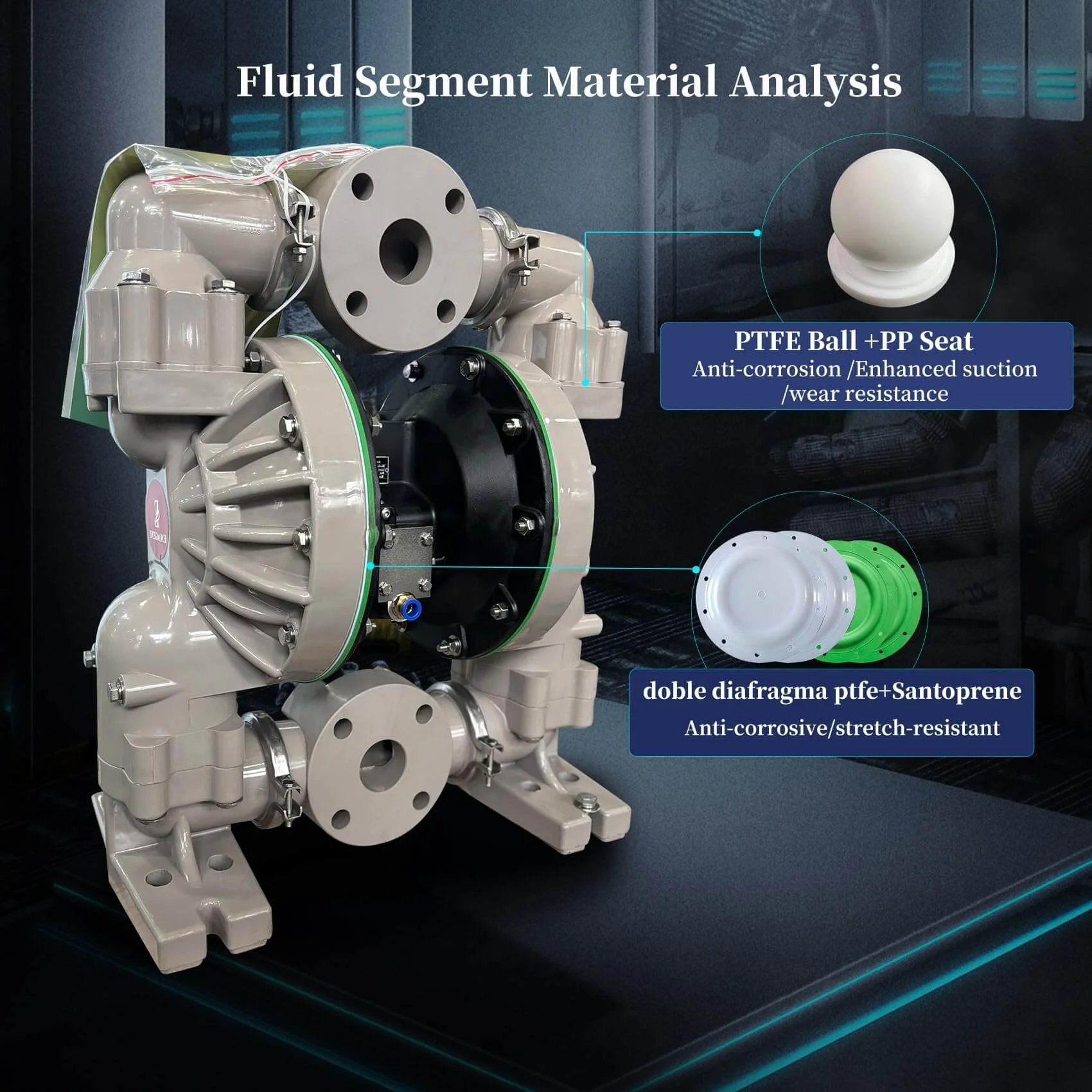 EMAGENE Air Operated Double Diaphragm Pump2 inch Inlet/Outlet Pneumatic Waste Oil Transfer Pump in material analysis view