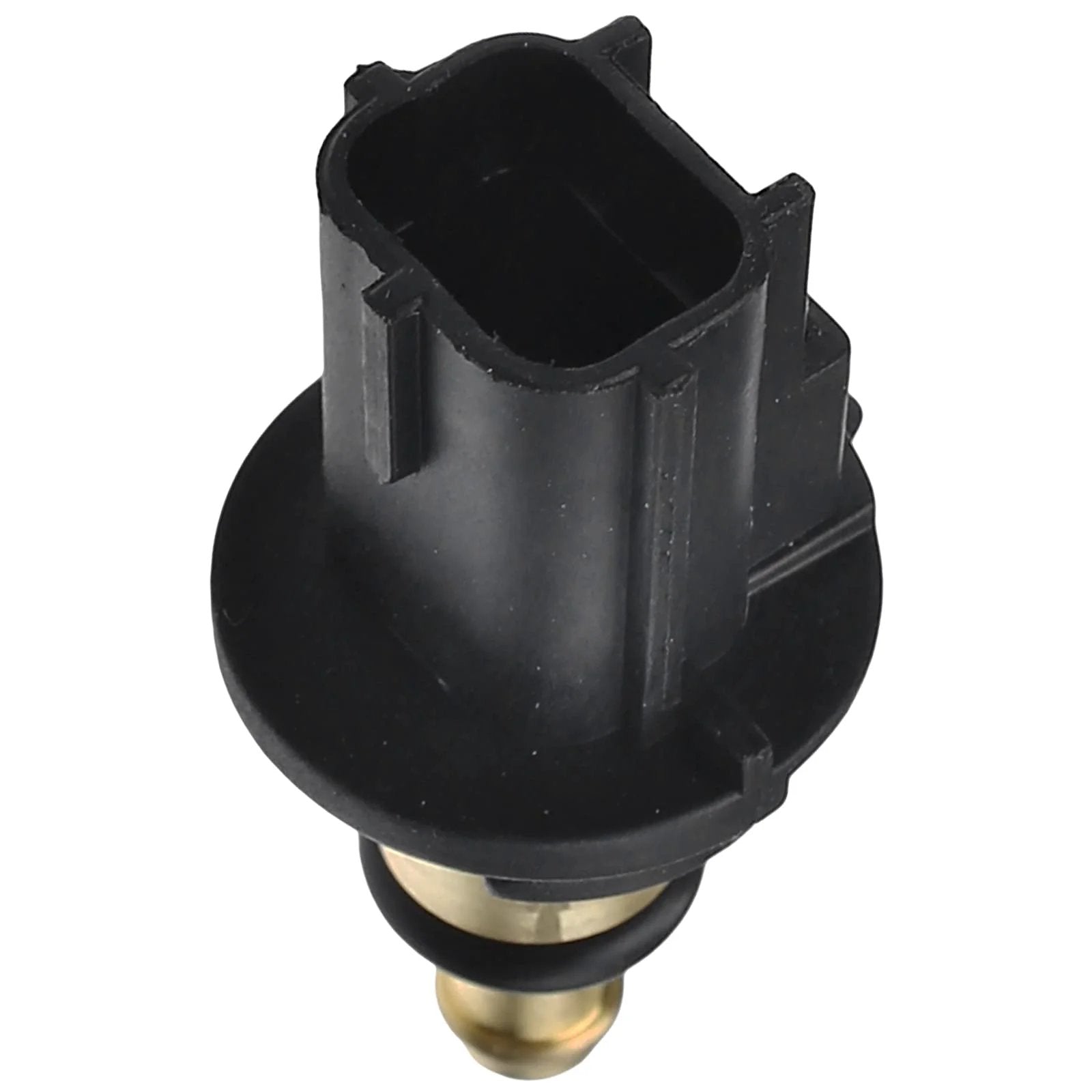 Engine Coolant Temperature Sensor For Chrysler 200 Sebring 2007 2010 Dodge Avenger Caliber Journey Jeep Compass Patriot 2007 2015 05033313AA showing black plastic and brass components from a top view.
