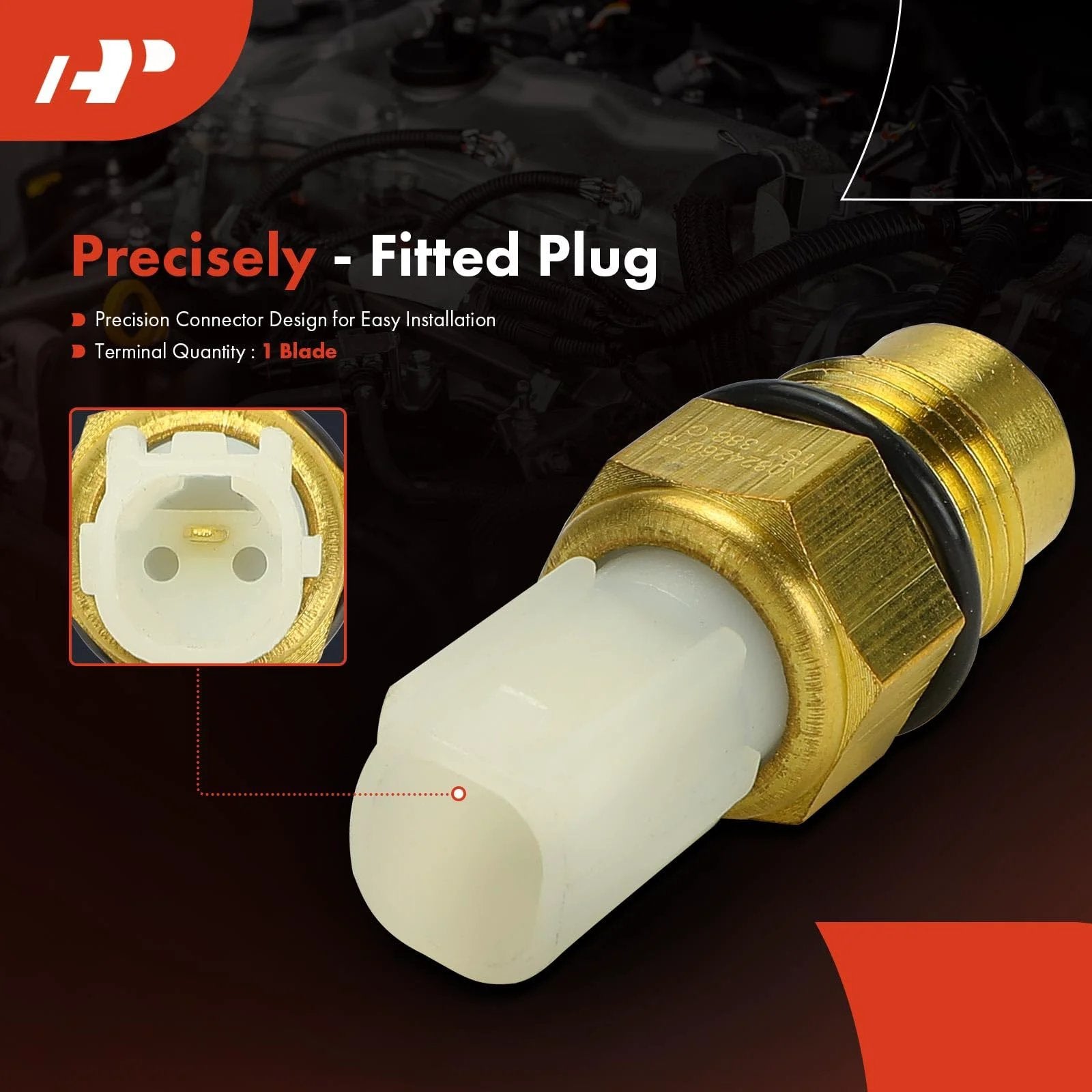 Engine Coolant Temperature Sensor 1 Pin For Toyota Camry Avalon Sienna Solara Highlander ES300 RX300 On Engine Water Inlet Or Thermostat Housing Replacement Fits 1995 2006 Models And More. Close-up view showing connector design.