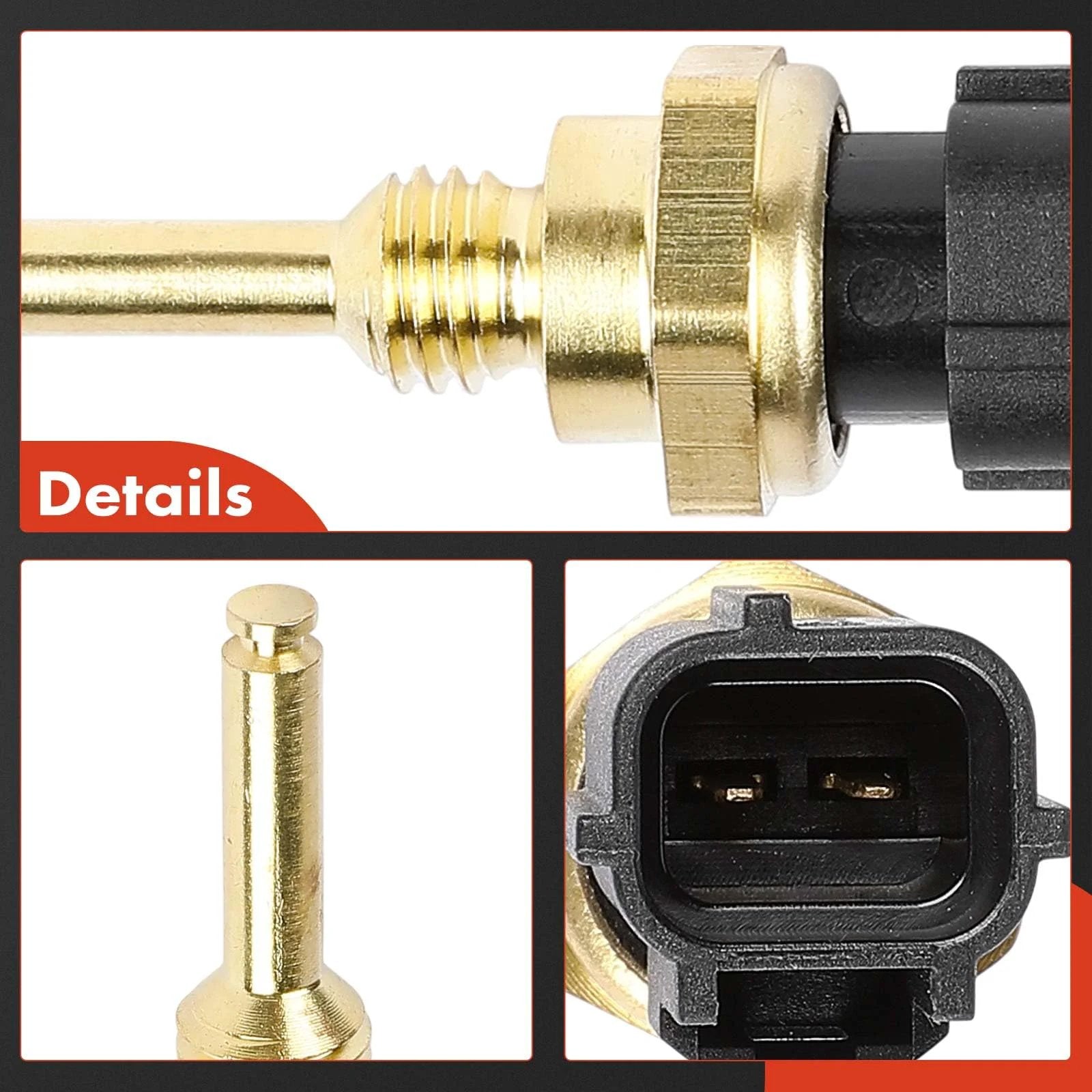 Close-up of Reliable 2 Blade Engine Coolant Temperature Sensor Compatible With Ford Lincoln Mercury with two blade terminals.