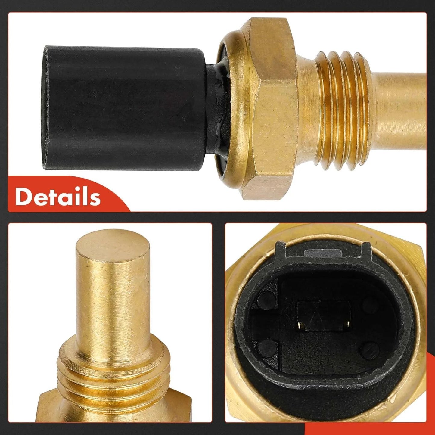 Engine Coolant Temperature Sensor 2 Pins For Mercedes Benz Chrysler Dodge Jeep And More Bolt Right Fit By A Premium Compatible With Journey C230 C240 C280 E300 E63 S320 SL320 SLK230 CLA45 AMG And Other Models close-up view of sensor with connector.
