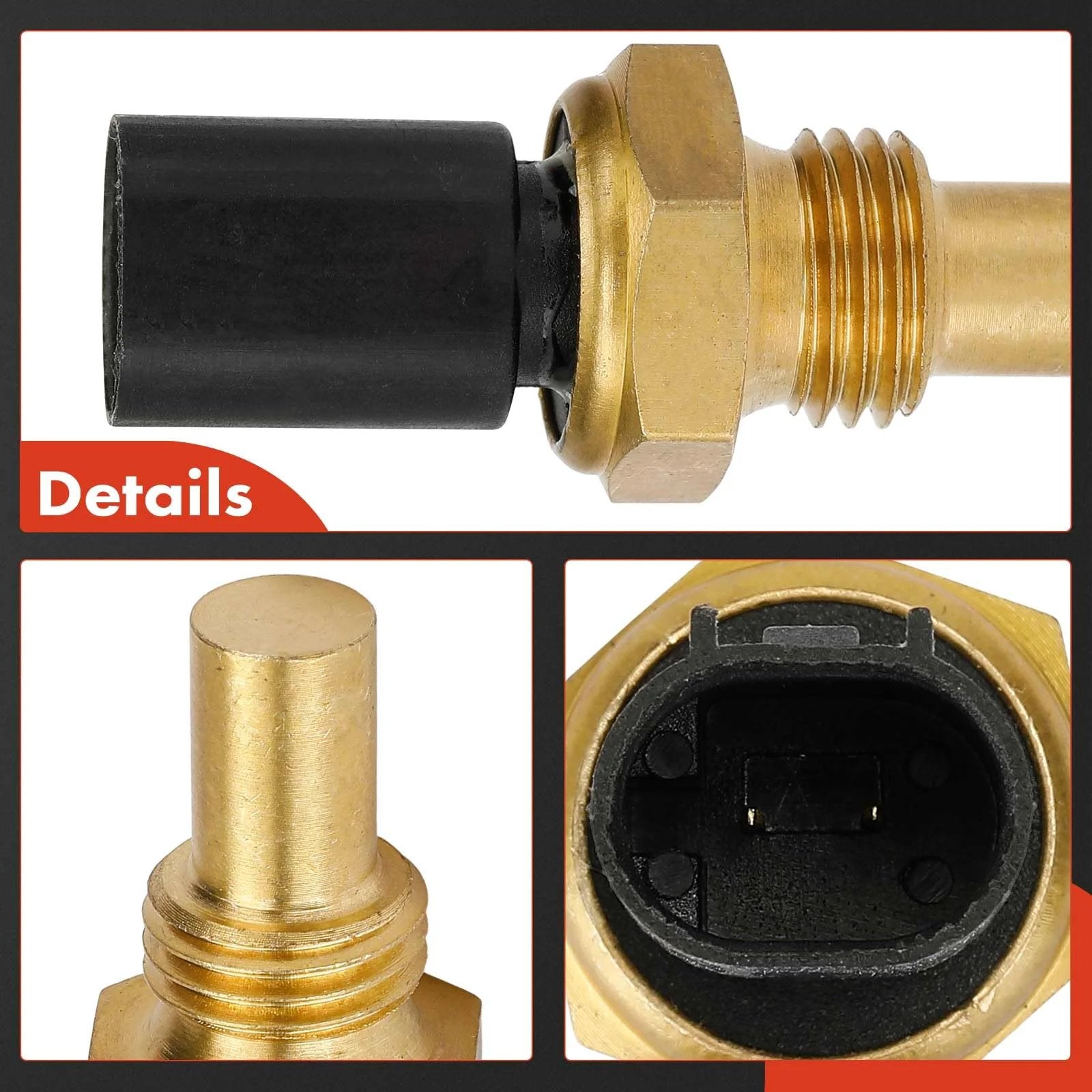 Engine Coolant Temperature Sensor 2 Pins For Mercedes Benz Chrysler Dodge Jeep And More Bolt Right Fit By A Premium Compatible With Journey C230 C240 C280 E300 E63 S320 SL320 SLK230 CLA45 AMG And Other Models close-up view of sensor with connector.