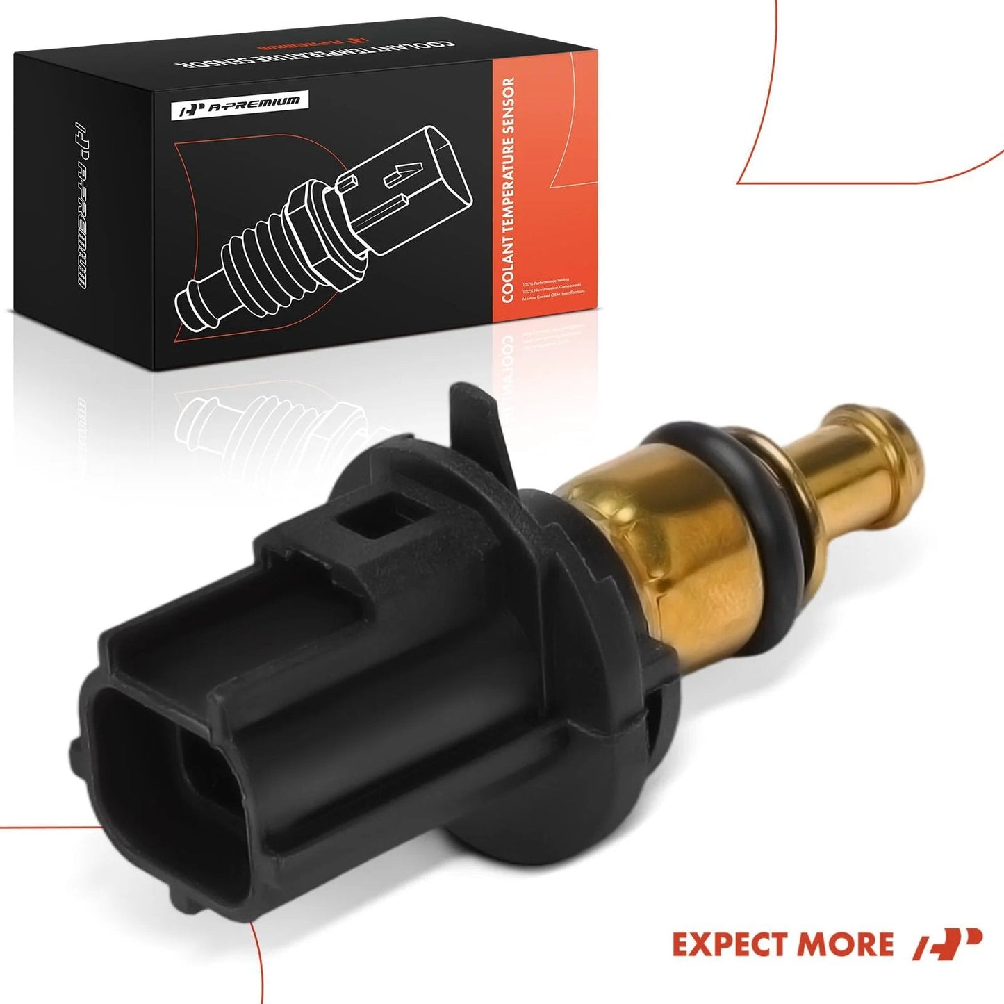 Engine Coolant Temperature Sensor 2 Pins For Jeep Grand Cherokee Wrangler Compass Patriot Dodge Journey Avenger Caliber Chrysler Sebring Voyager Pacifica 200 And More Replacement showing 2-pin connector and sensor body.