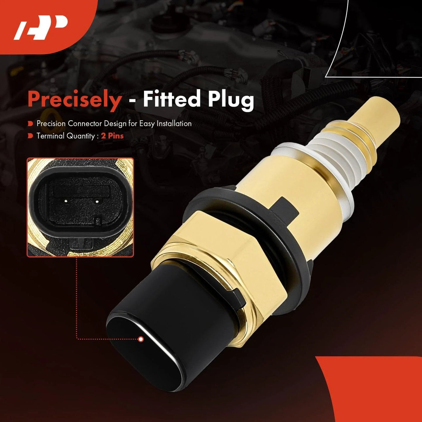 Engine Coolant Temperature Sensor For Chevy GMC Cadillac Buick Vehicles By A-Premium Replacement Sensor with 2 pins.