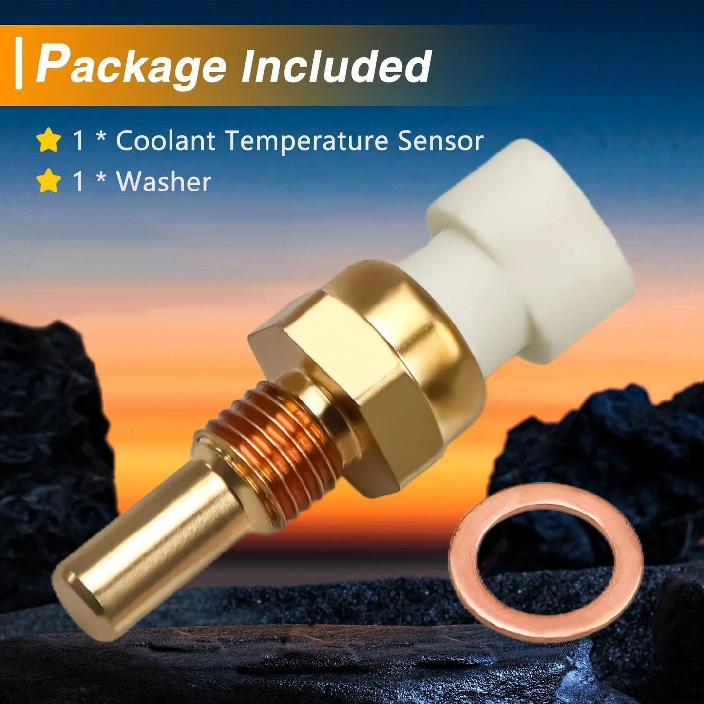 Engine Coolant Temperature Sensor ECT Water Temperature Sensor For GM Vehicles with washer included, brass component front view.