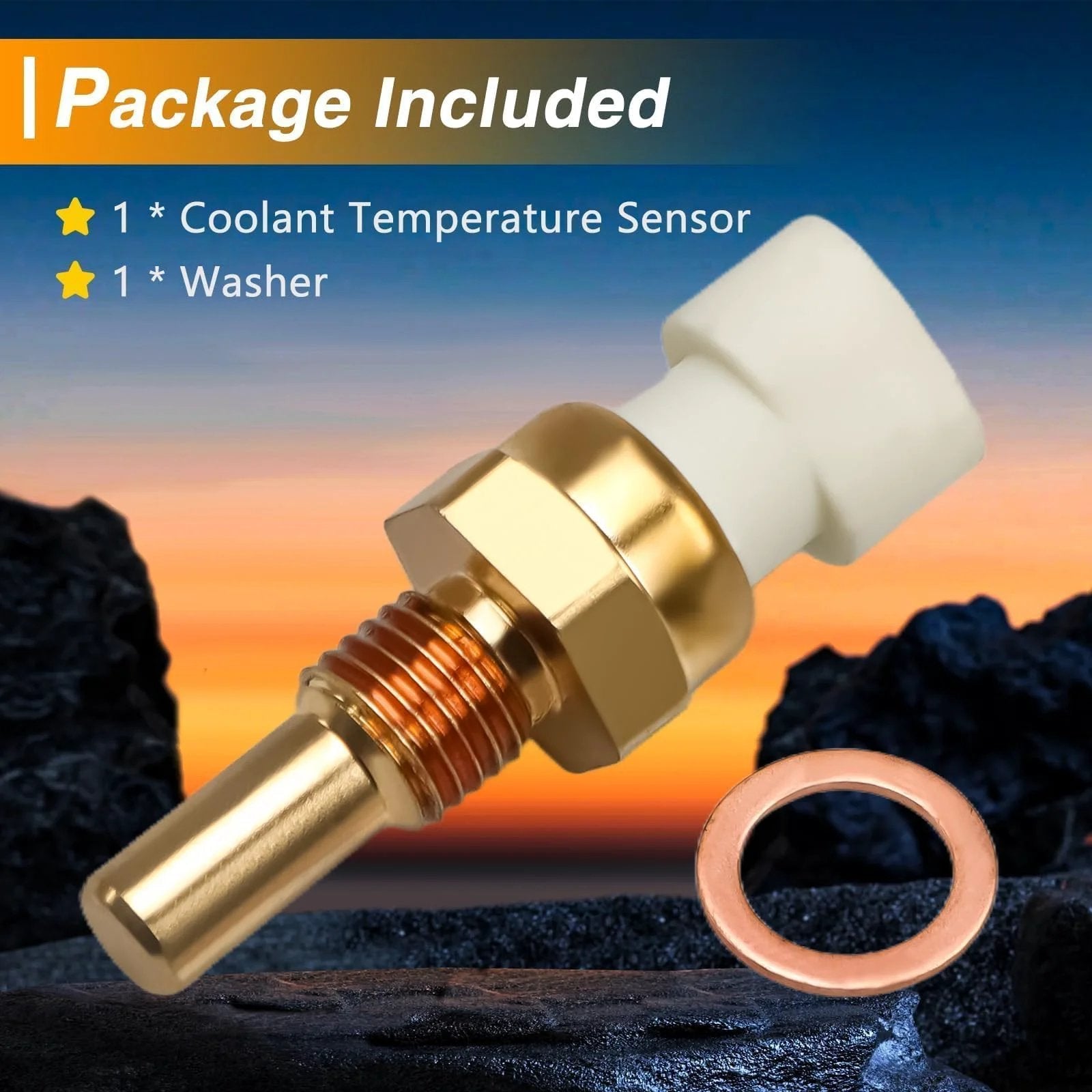 Engine Coolant Temperature Sensor ECT Water Temperature Sensor For GM Vehicles with washer included, brass component front view.