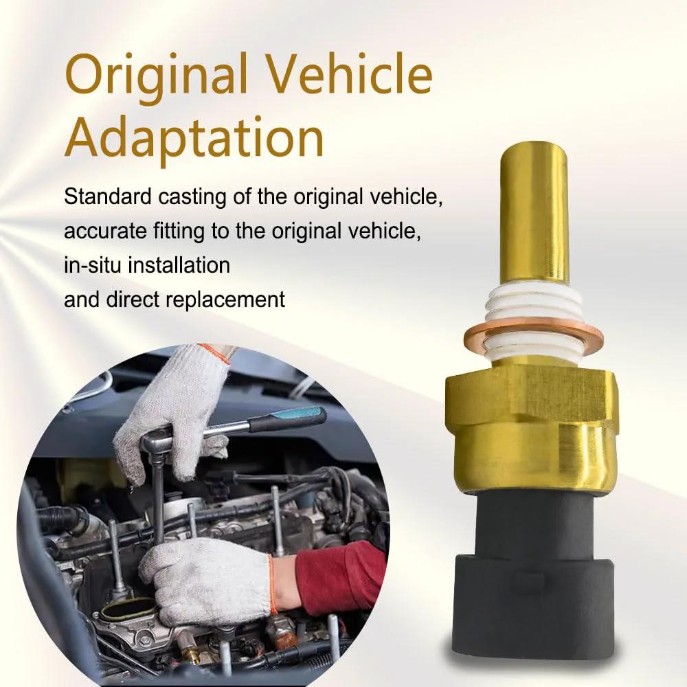 Engine Coolant Temperature Sensor for Chevy Cavalier Cobalt Equinox Express Silverado 1500 2500 HD 3500 GMC Sierra Pontiac G5 Saturn OEM Replacement Quality, close-up view, brass body.