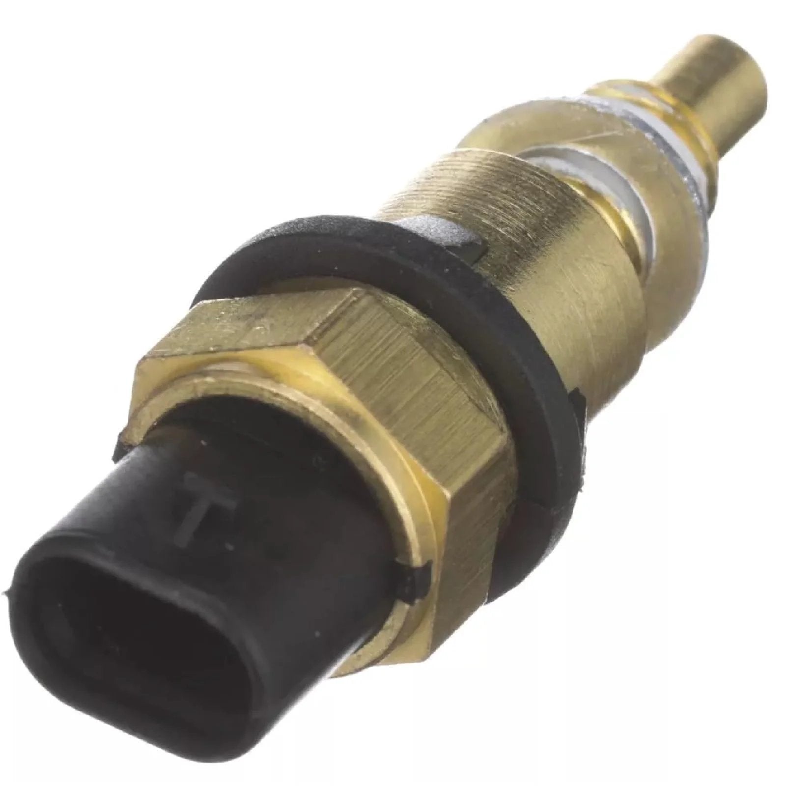 Engine Coolant Temperature Sensor Compatible With Buick Lacrosse ATS CT6 CTS XT5 XT6 Chevrolet Blazer Camaro Acadia 2016 2017 2018 2019 2020 L4 V6 V8 Replaces 12650595 close-up view of brass and plastic sensor component