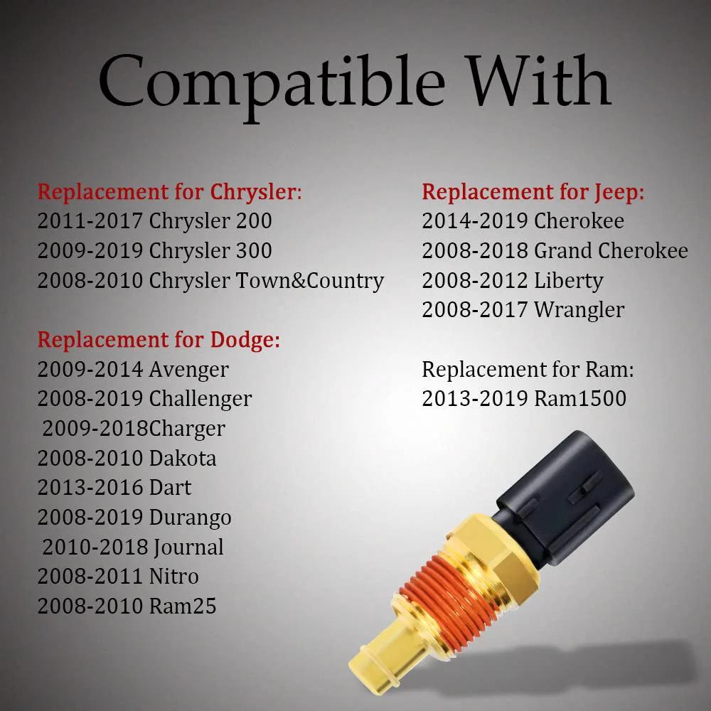 Engine Coolant Temperature Sensor And Water Temperature Sensor For Dodge Charger Durango Ram 1500 2500 3500 Jeep Wrangler Chrysler Town And Country Replacement 5149077AB 05149077AB 68045803AA With OEM Cross Reference By HAOBO shown with compatibility list.