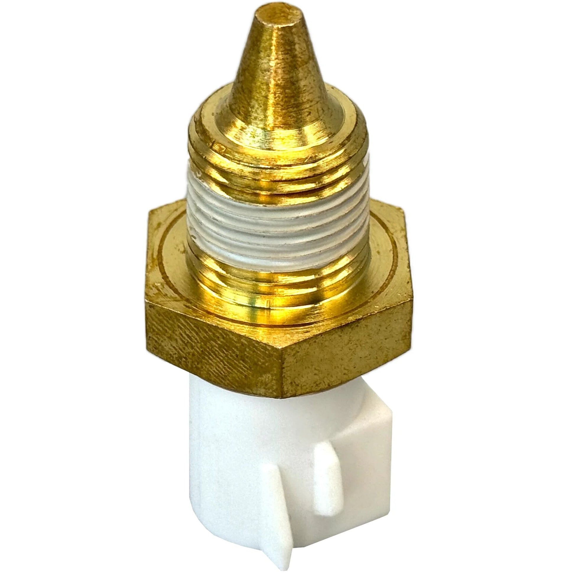 Engine Coolant Temperature Sensor Direct Fit Replacement For Ford Aerostar Bronco Explorer F 150 F 250 E 150 Econoline Lincoln Navigator Town Car Mercury Grand Marquis Replaces TX6T 19187359 250791B020 Quality OEM Style Fit, close-up view, brass and plastic.