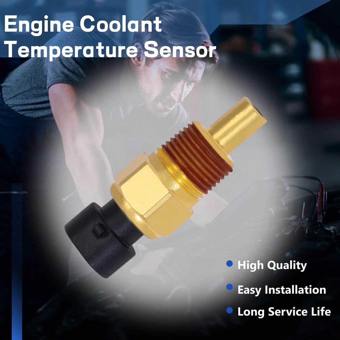 Coolant Temperature Sensor Replacement For GM Cars And Trucks 1986-2007 3.8L 4.3L 4.6L OE 213-928 15326386 213928, showing front view with black plug and metal body.