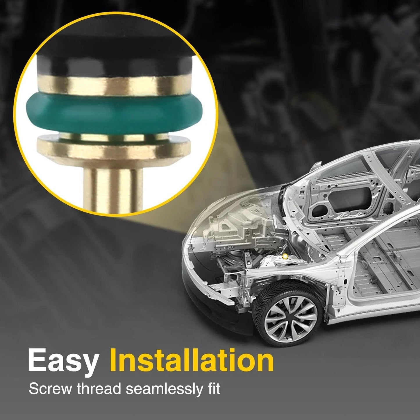 Close-up of Engine Coolant Temperature Sensor For BMW Cars, By A-Premium showing screw thread for easy installation.