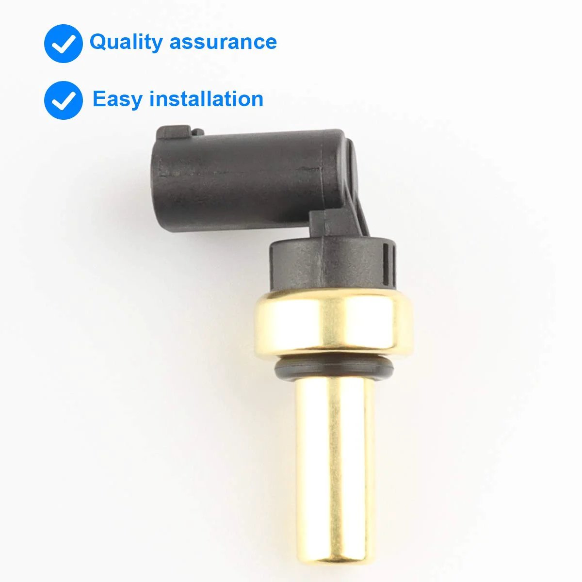 Engine Coolant Temperature Sensor Replacement ECT Sensor 55591401 SU13821 side view with black connector and gold base for GM models.