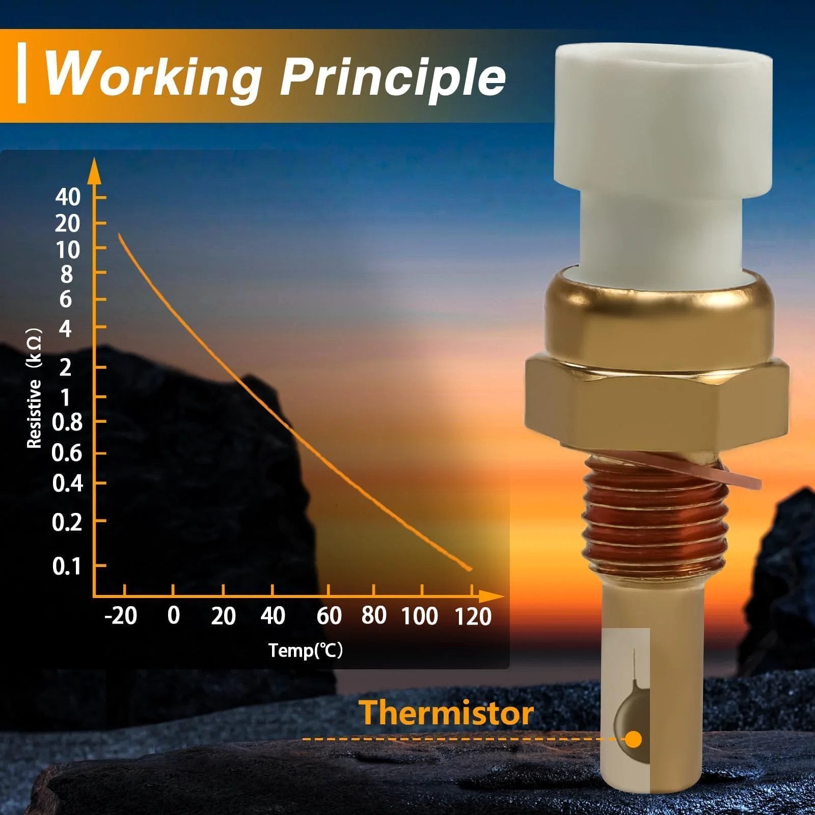 Engine Coolant Temperature Sensor ECT Water Temperature Sensor For GM Vehicles, brass H-shaped sensor with white connector.