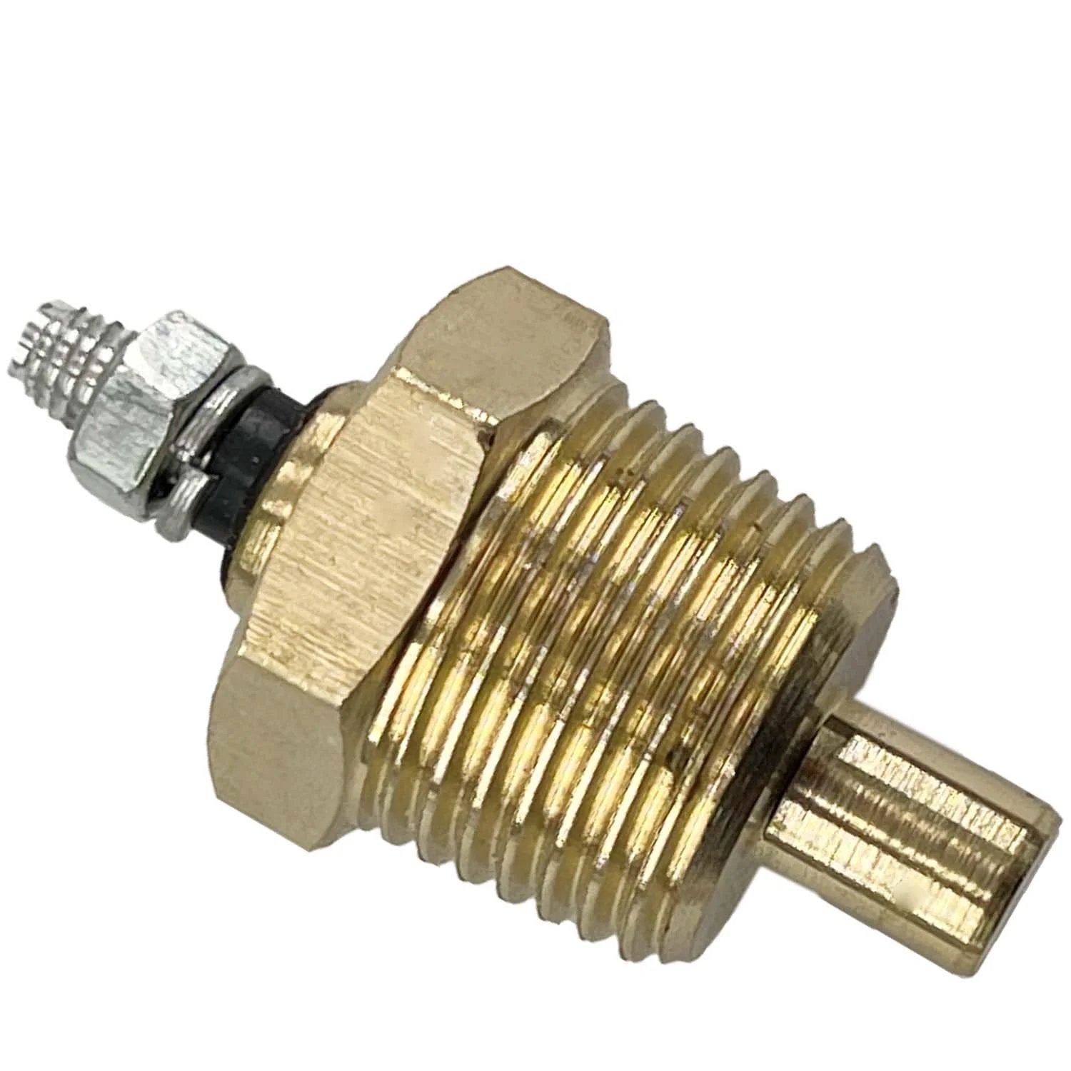 Engine Coolant Temperature Sensor ECT310 For Ford Tempo Lynx Mustang Ranger Econoline And More showing brass sensor with threads and connector.