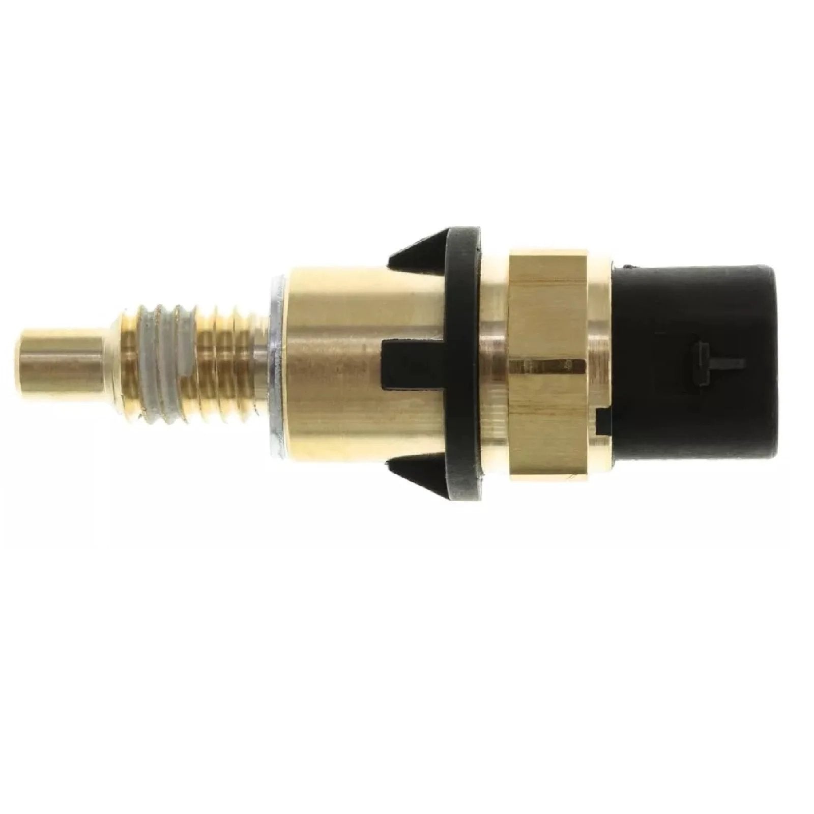 Engine Coolant Temperature Sensor Compatible With Buick Lacrosse ATS CT6 CTS XT5 XT6 Chevrolet Blazer Camaro Acadia 2016 2017 2018 2019 2020 L4 V6 V8 Replaces 12650595, brass and plastic design, side view.