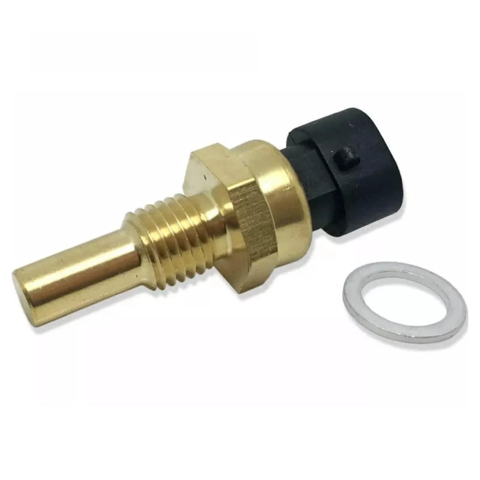 Engine Coolant Temperature Sensor For Chevy GMC Cadillac Buick Full Size SUVs And Trucks Including Express Savana Sierra Silverado Suburban Yukon Tahoe Escalade ESV EXT 1995 2019 Replaces 12608814 15326388 V6 V8 L4 L5 L6, brass sensor with plastic connector and washer.