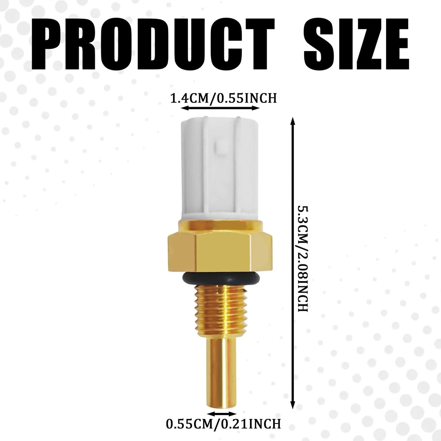 Engine Coolant Temperature Sensor For Honda Vehicles 37870 PLC 004 37870PNA003 showing dimensions and gold-plated tip.