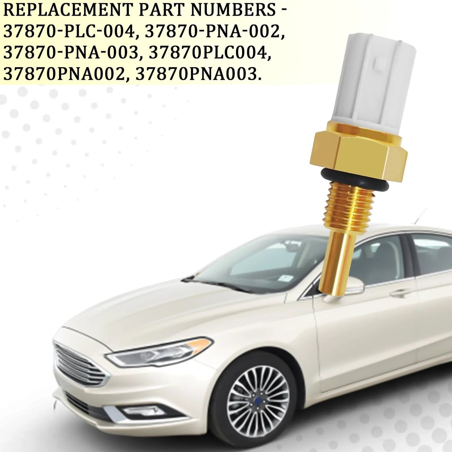 Engine Coolant Temperature Sensor For Honda Vehicles 37870 PLC 004 37870PNA003 with gold-plated tip displayed by car.