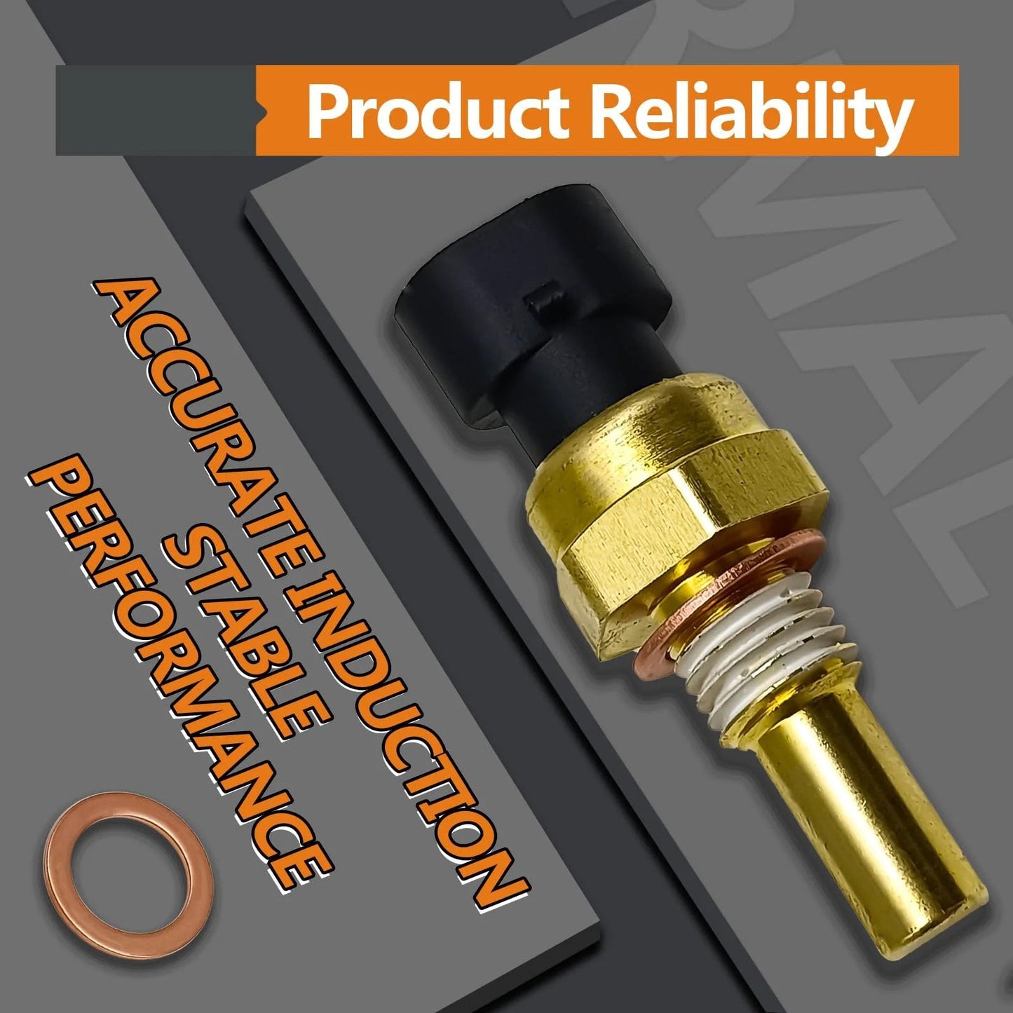 Engine Coolant Temperature Sensor For Chevy And GMC Cars And Trucks, close-up view, reveals brass and plastic materials, direct fit.