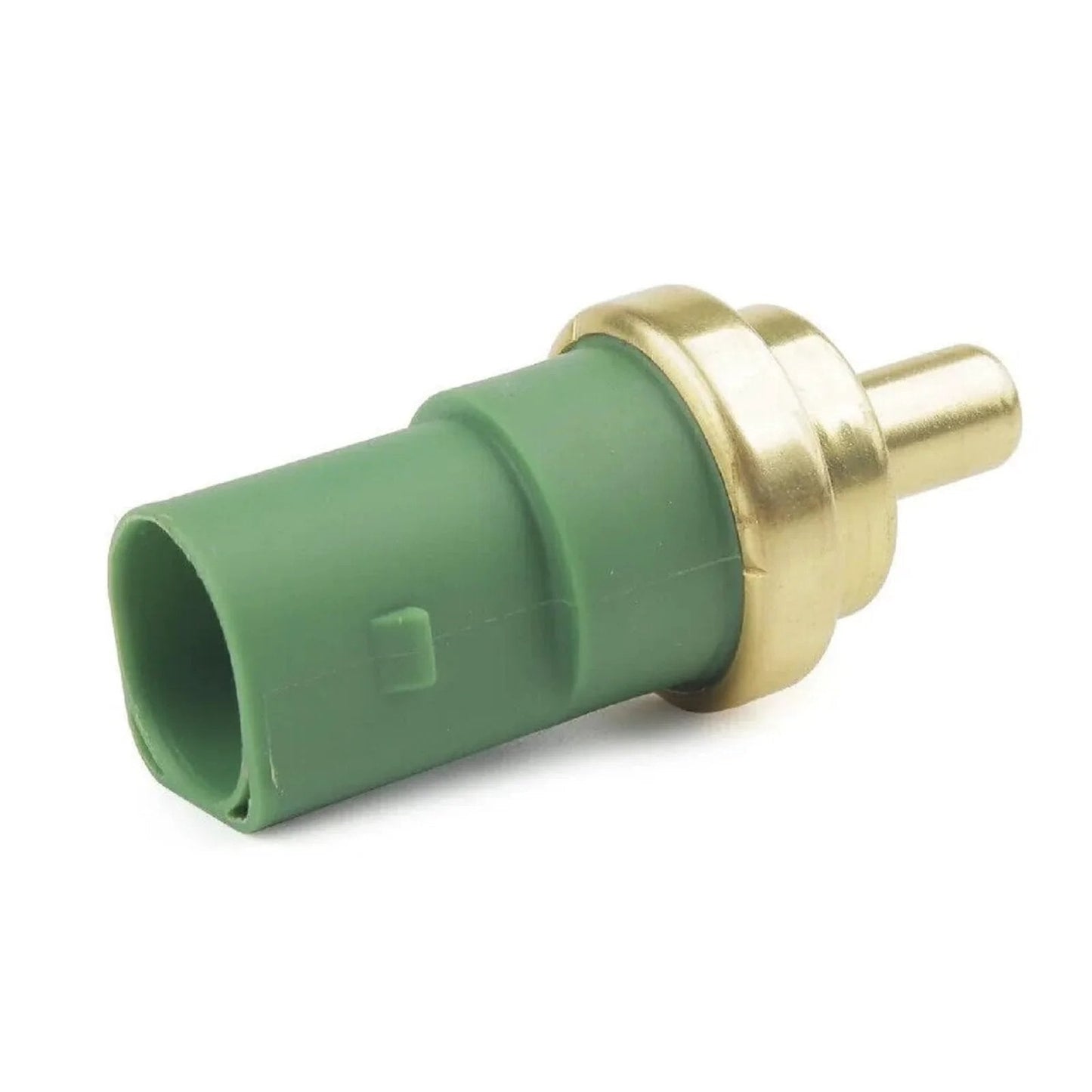 Engine Coolant Temperature Sensor for Audi A3 A4 A6 A8 S4 S6 TT Quattro Beetle Golf Jetta Passat Cabrio Eurovan 1998 2010 ECT Sensor close-up view with green and gold components.
