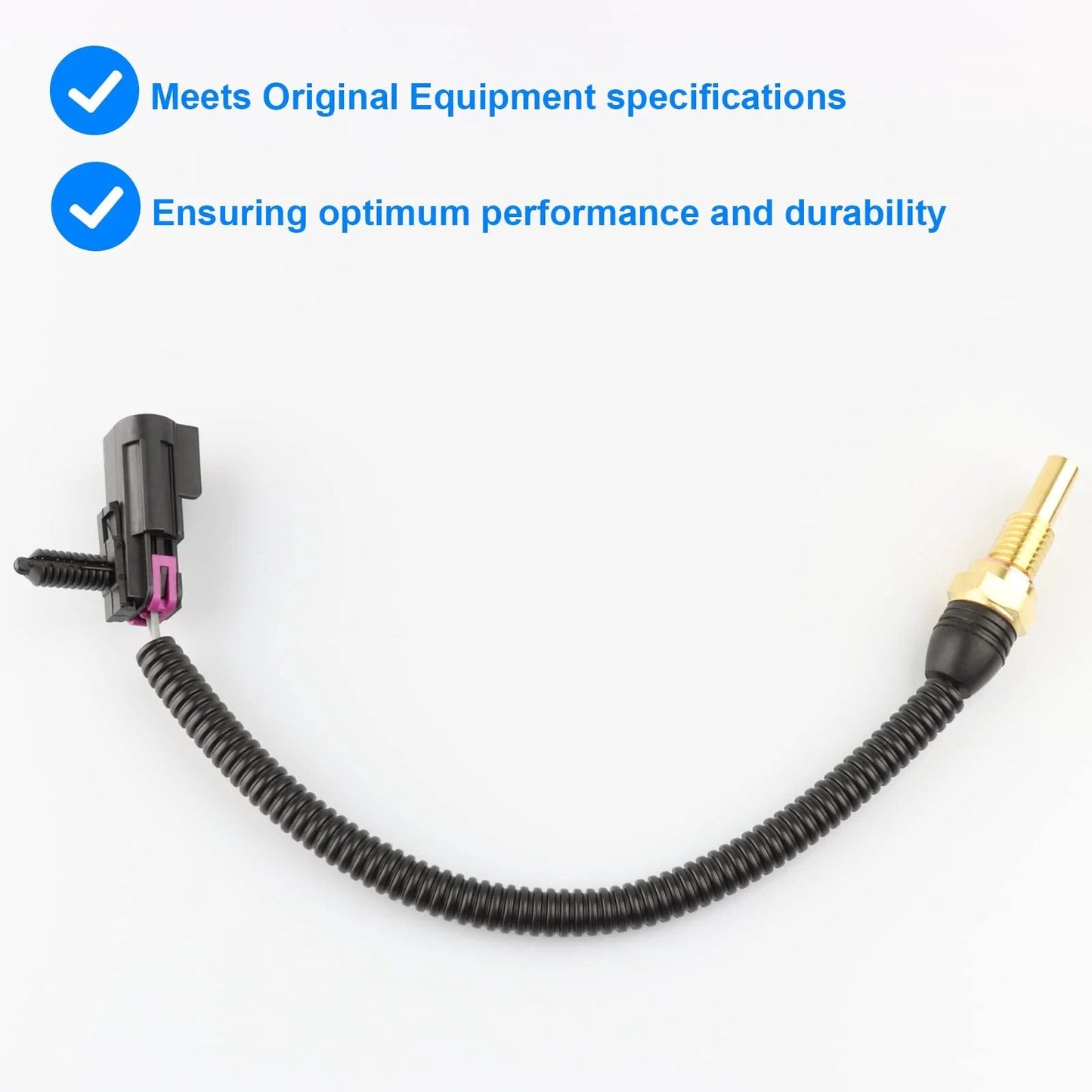 Engine Coolant Temperature Sensor Replacement 213 963 for GM Vehicles 2002 to 2005, showing connector and brass fitting detail.