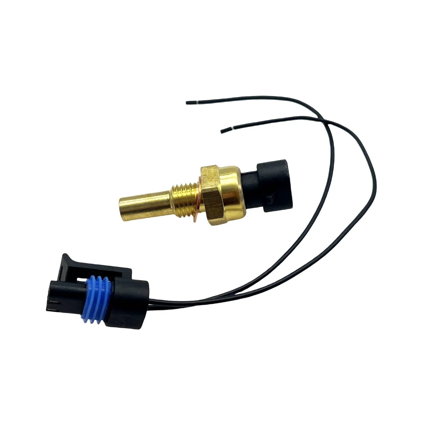 Engine Coolant Temperature Sensor With Pigtail Connector 19236568 Replacement for Lacrosse Impala with brass body and wires.