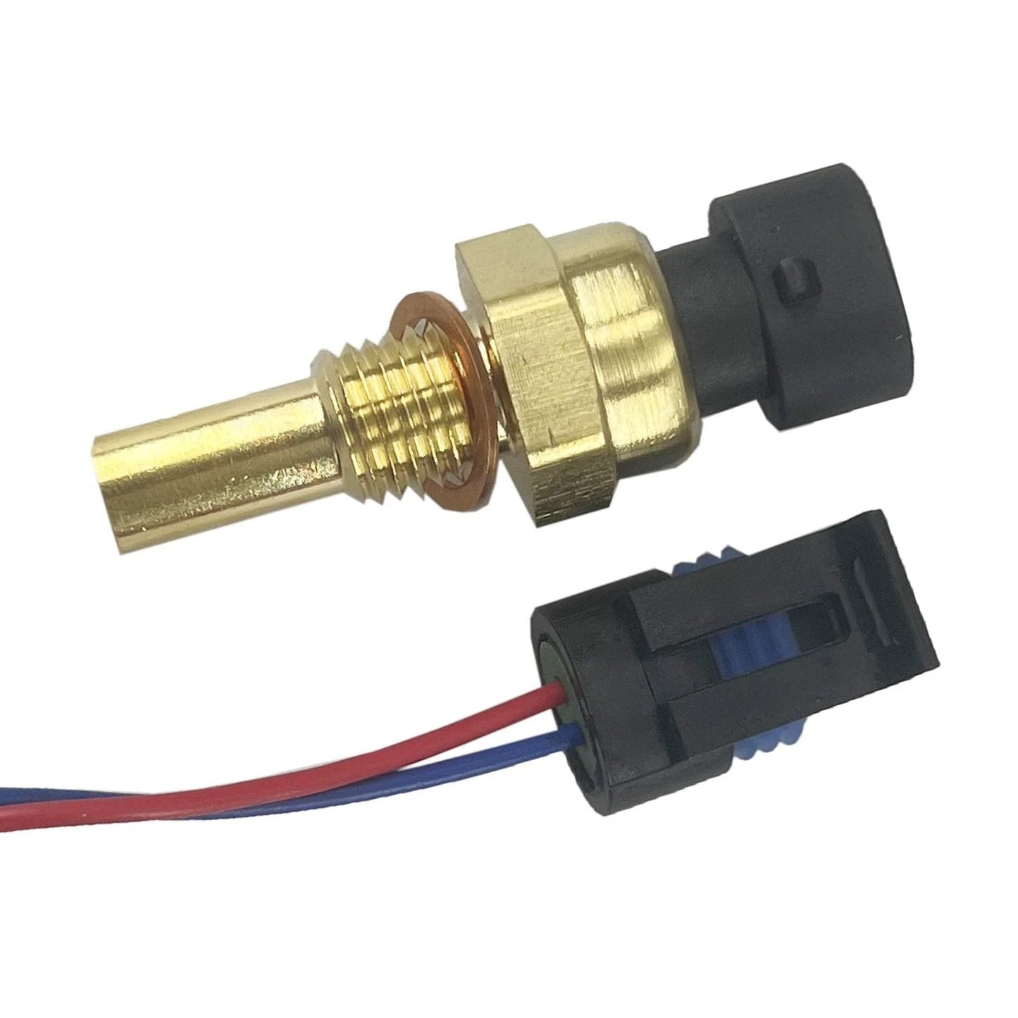 Engine Coolant Temperature Sensor With Pigtail Connector For LaCrosse Impala Silverado Suburban Trailblazer Yukon Savana Saturn Vue And More By WEITARI replacement part, showing sensor and connector.