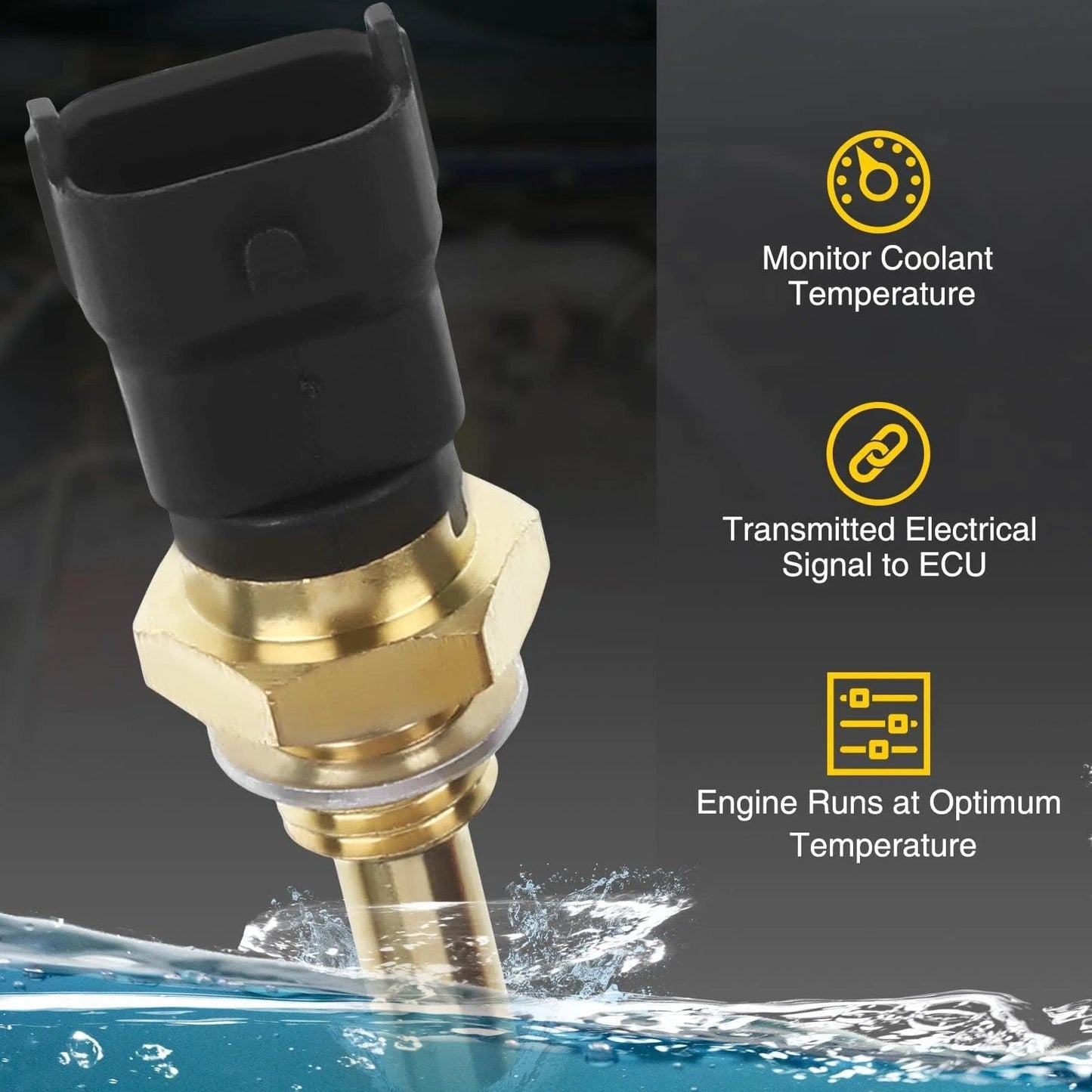 Engine Coolant Temperature Sensor For Polaris UTVs And ATVs Replacement Part features 2-pin connector and brass body, designed for reliable readouts.