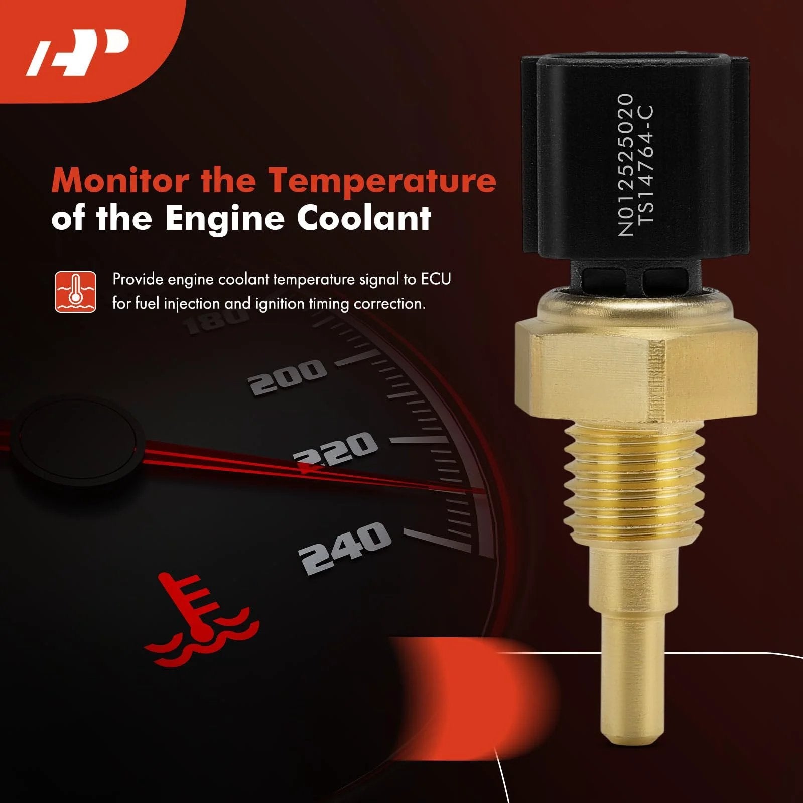 Engine Coolant Temperature Sensor Two Pins For Subaru Forester 2013 To 2018 Outback 2013 To 2019, side view of sensor.