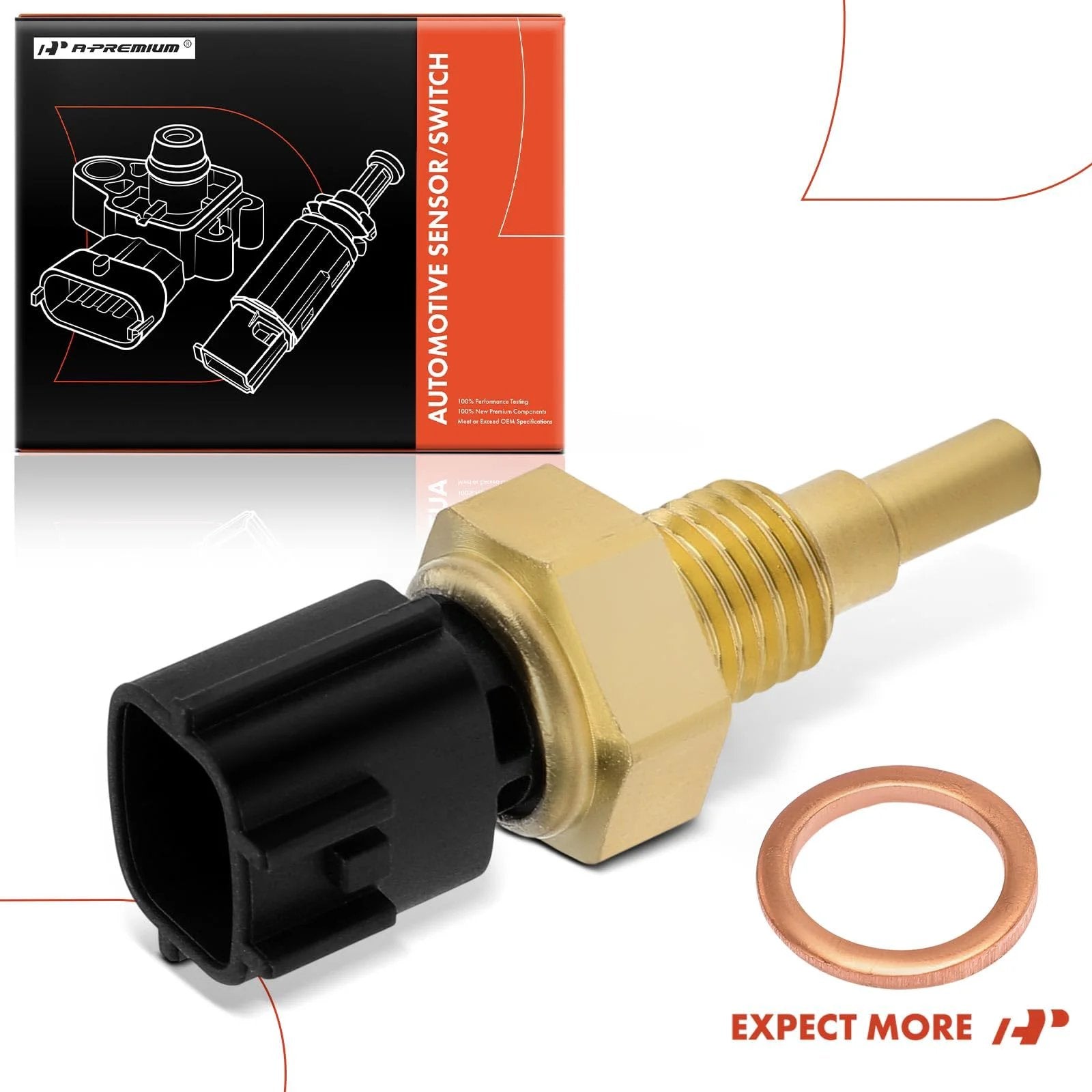 Engine Coolant Temperature Sensor Two Pins For Subaru Forester 2013 To 2018 Outback 2013 To 2019 with connector and copper washer.